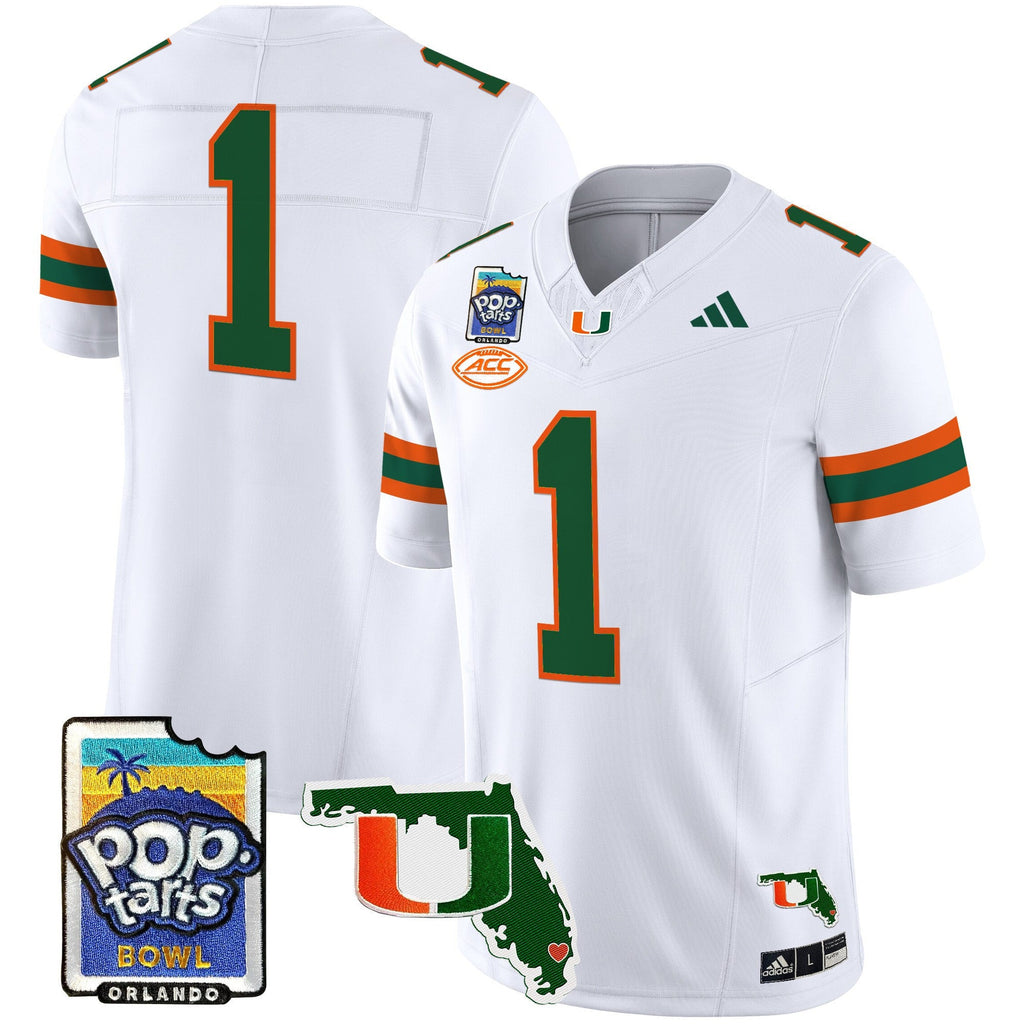 Men's Miami Hurricanes 2025 PopTarts Bowl Patch Vapor Limited Jersey - All Stitched - image 40