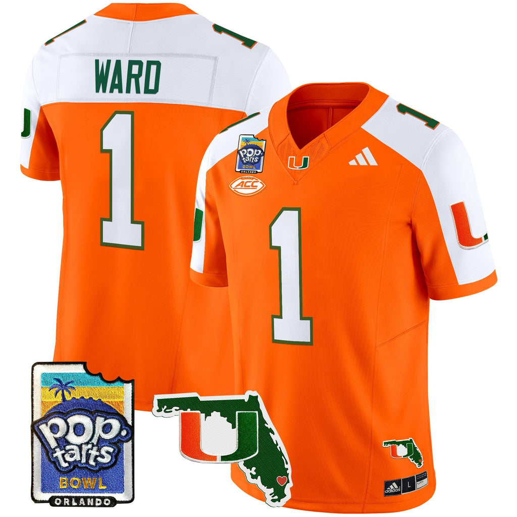 Men's Miami Hurricanes 2025 PopTarts Bowl Patch Vapor Limited Jersey - All Stitched - image 1