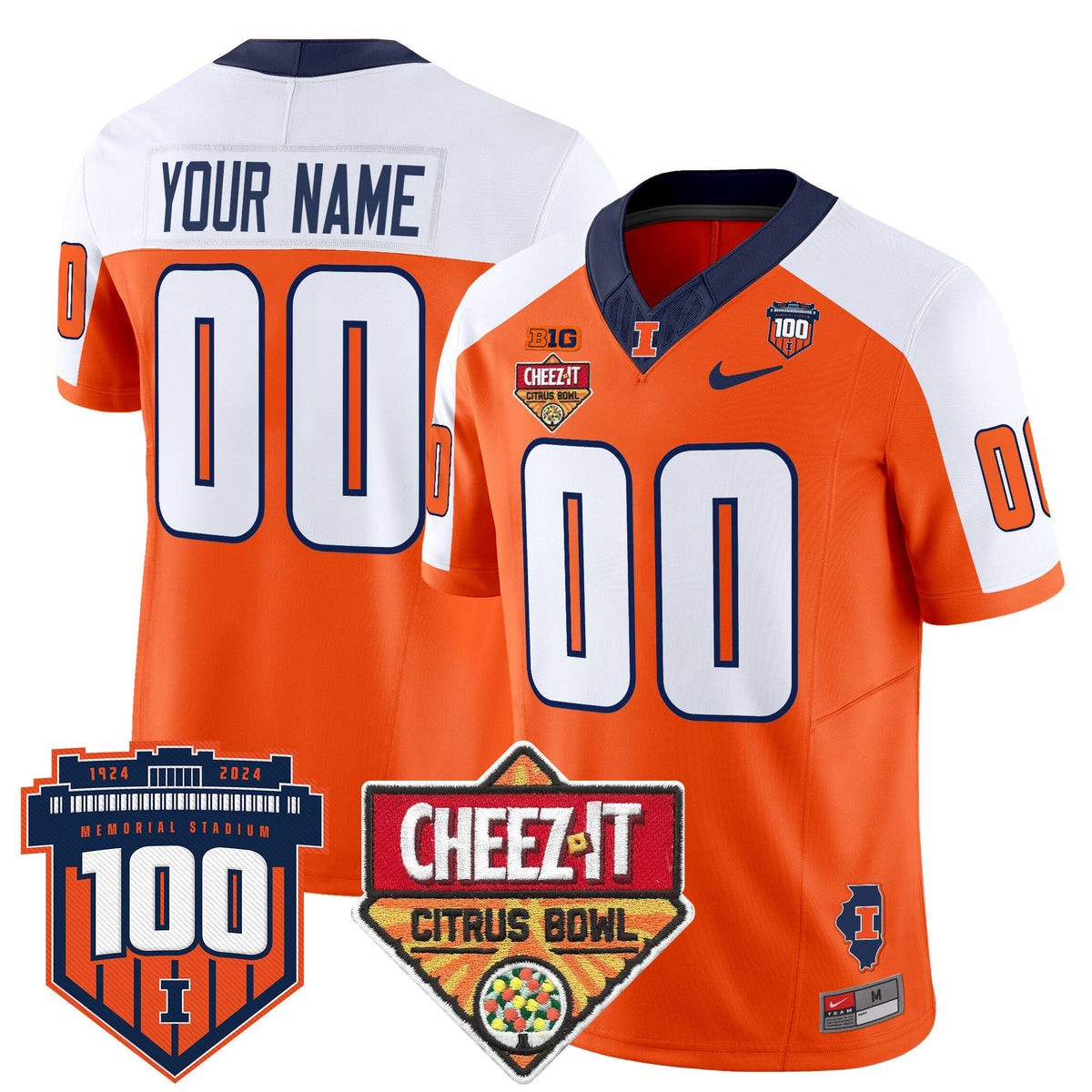 Illinois Fighting Illini 2025 Cheez-It Citrus Bowl Patch Vapor Limited Custom Jersey - All Stitched - image 2