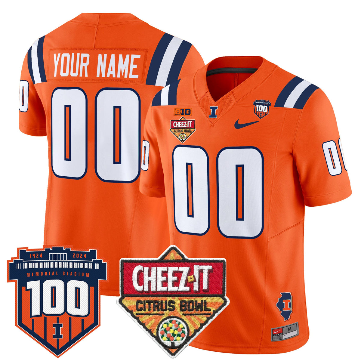 Illinois Fighting Illini 2025 Cheez-It Citrus Bowl Patch Vapor Limited Custom Jersey - All Stitched - image 4