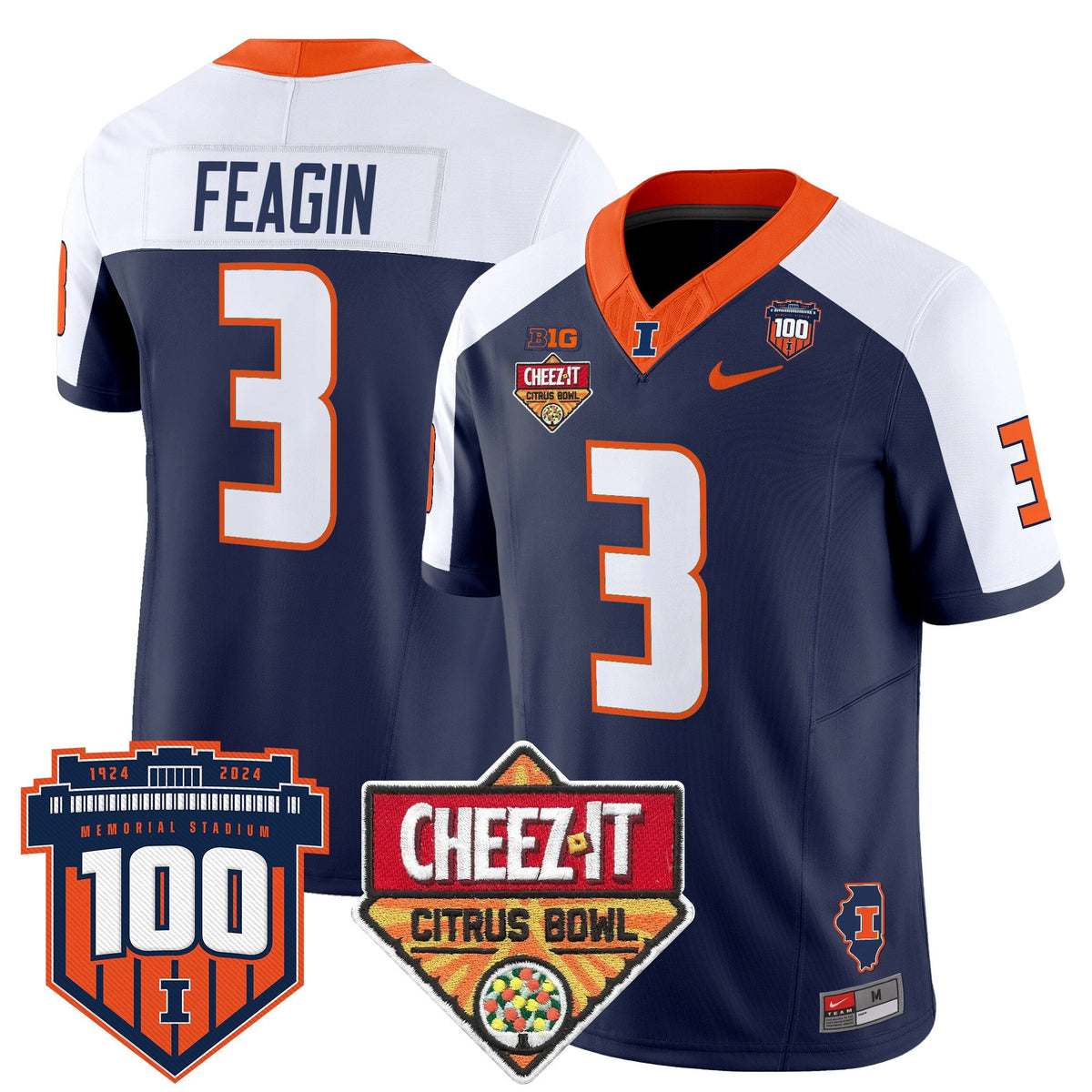 Men's Illinois Fighting Illini 2025 Cheez-It Citrus Bowl Patch Vapor Limited Jersey - All Stitched - image 2