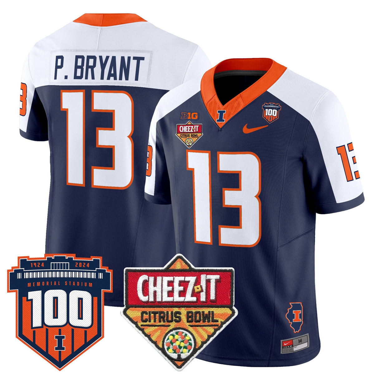 Men's Illinois Fighting Illini 2025 Cheez-It Citrus Bowl Patch Vapor Limited Jersey - All Stitched - image 3