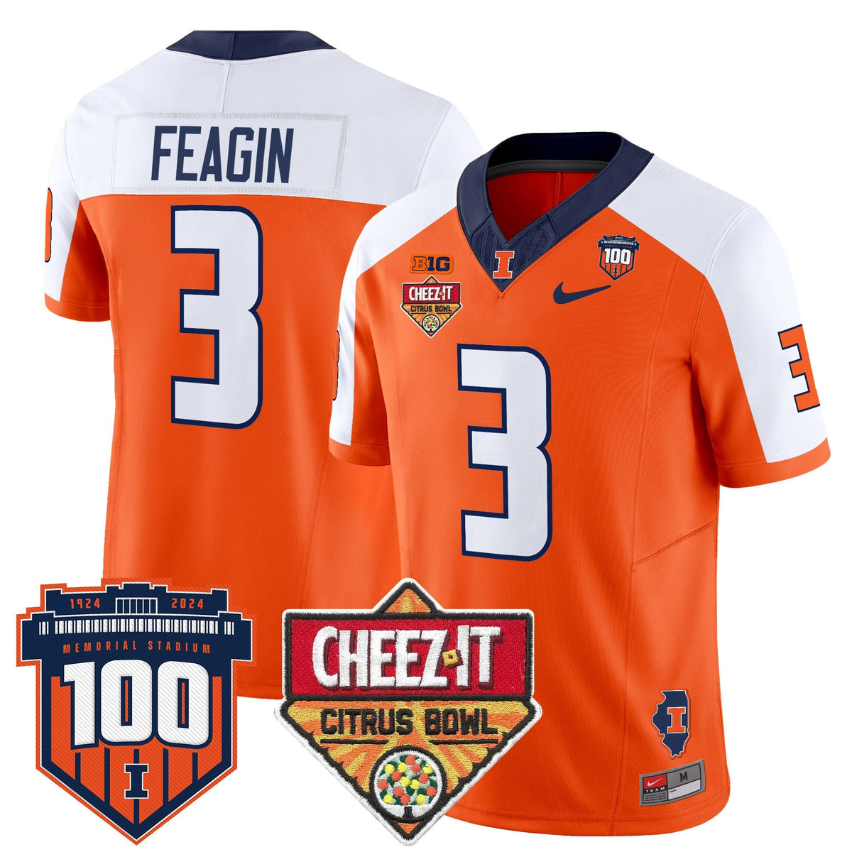 Men's Illinois Fighting Illini 2025 Cheez-It Citrus Bowl Patch Vapor Limited Jersey - All Stitched - image 10