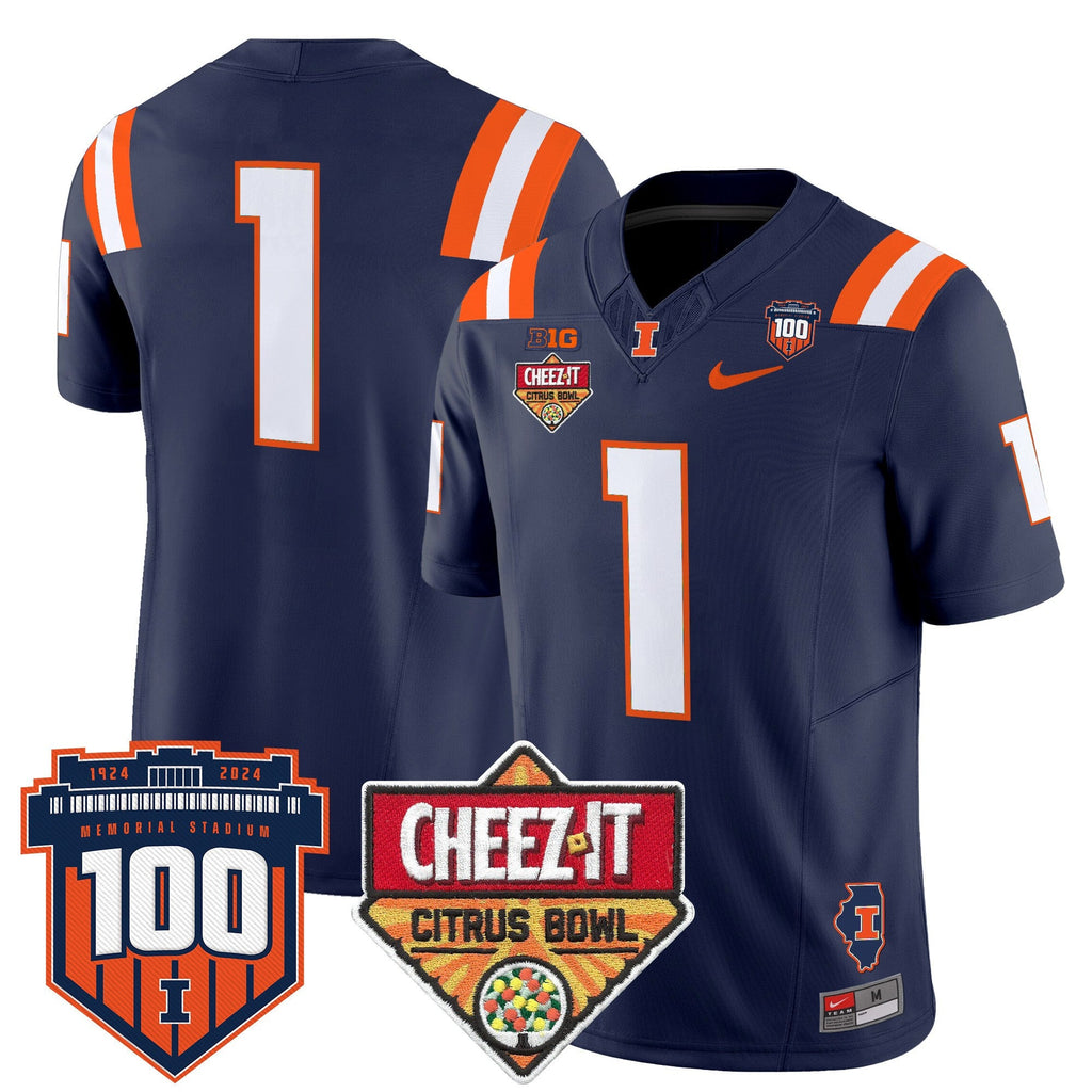 Men's Illinois Fighting Illini 2025 Cheez-It Citrus Bowl Patch Vapor Limited Jersey - All Stitched - image 24