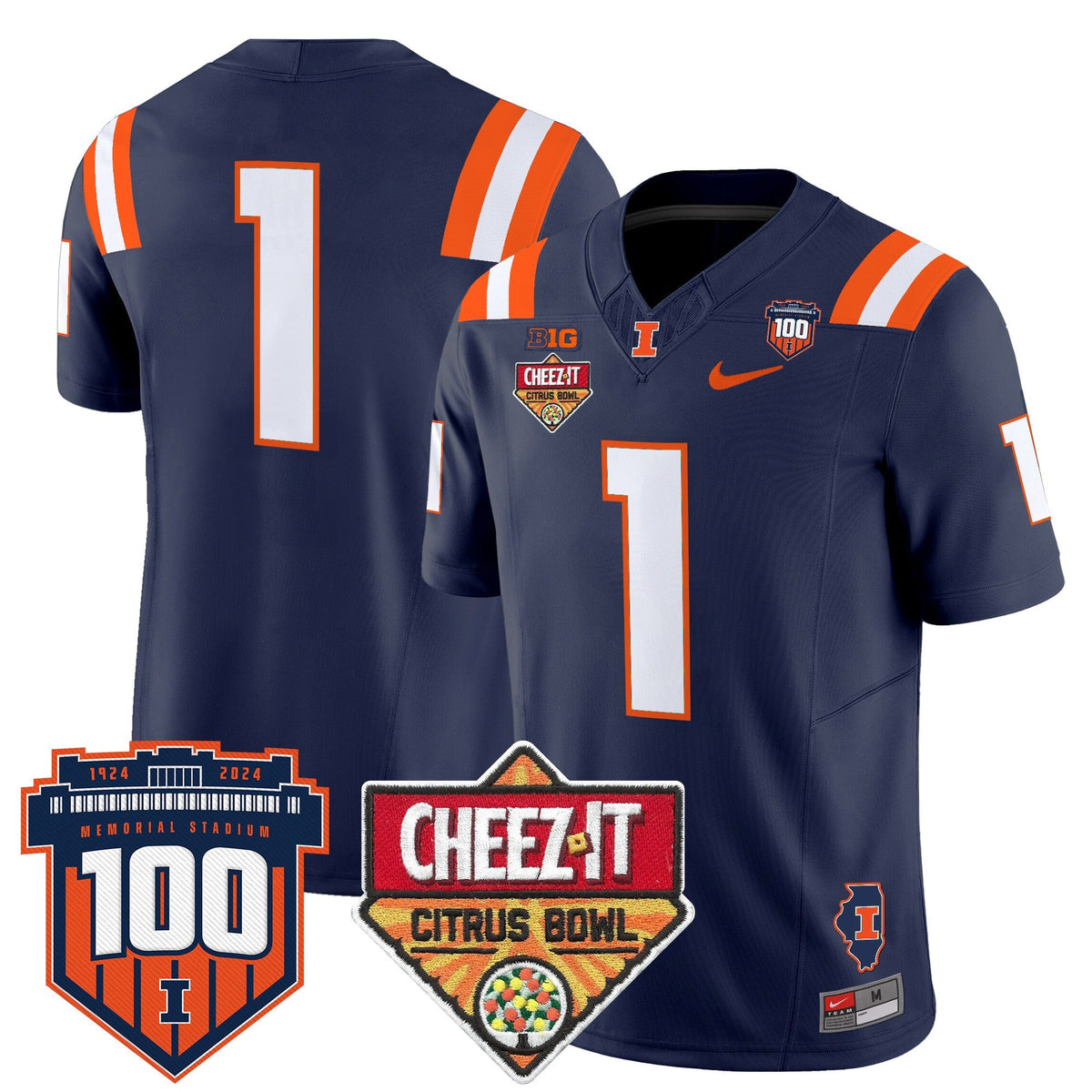 Men's Illinois Fighting Illini 2025 Cheez-It Citrus Bowl Patch Vapor Limited Jersey - All Stitched - image 24