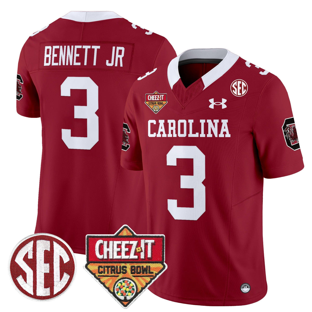 Men's South Carolina Gamecocks 1980 Throwback Cheez-It Citrus Bowl Patch Vapor Limited Jersey - All Stitched - image 4