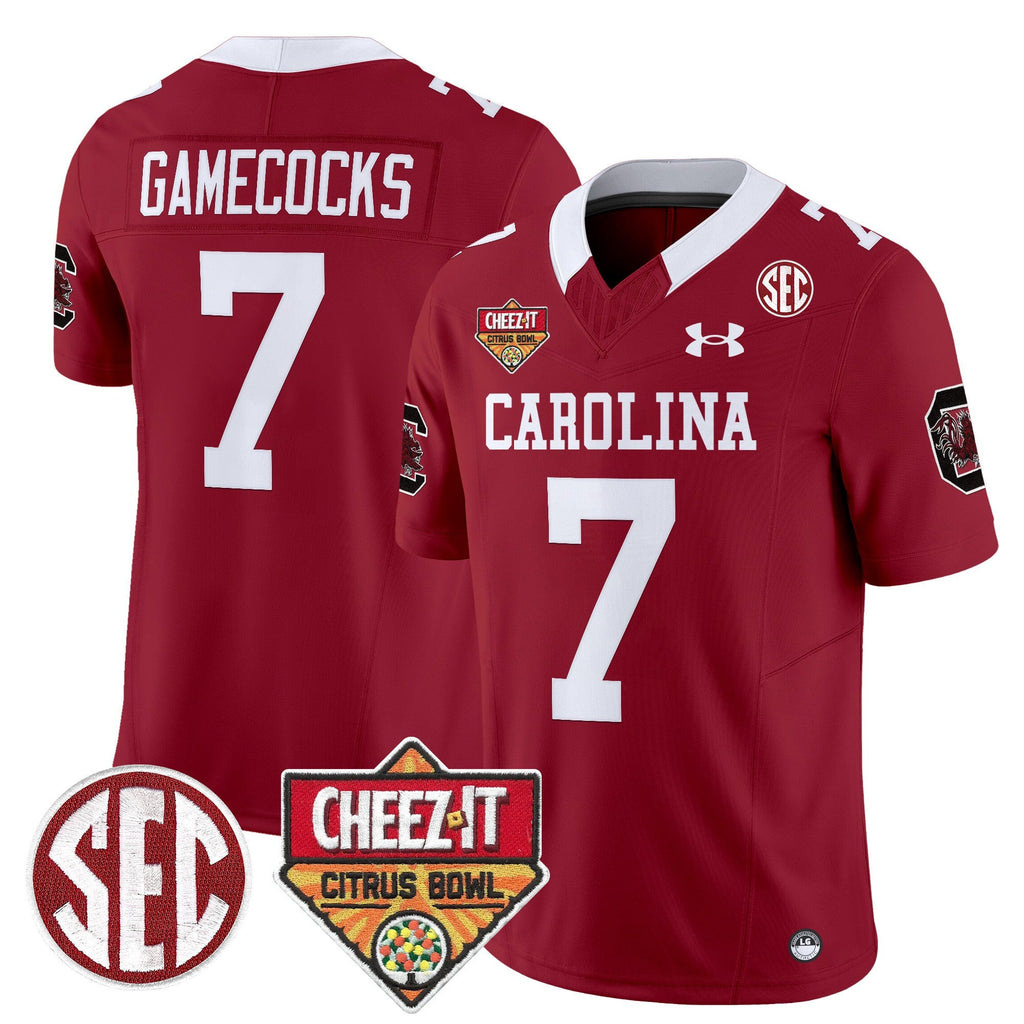 Men's South Carolina Gamecocks 1980 Throwback Cheez-It Citrus Bowl Patch Vapor Limited Jersey - All Stitched - image 6