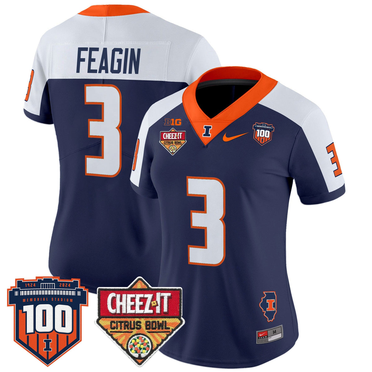 Women's Illinois Fighting Illini 2025 Cheez-It Citrus Bowl Patch Vapor Limited Jersey - All Stitched - image 2