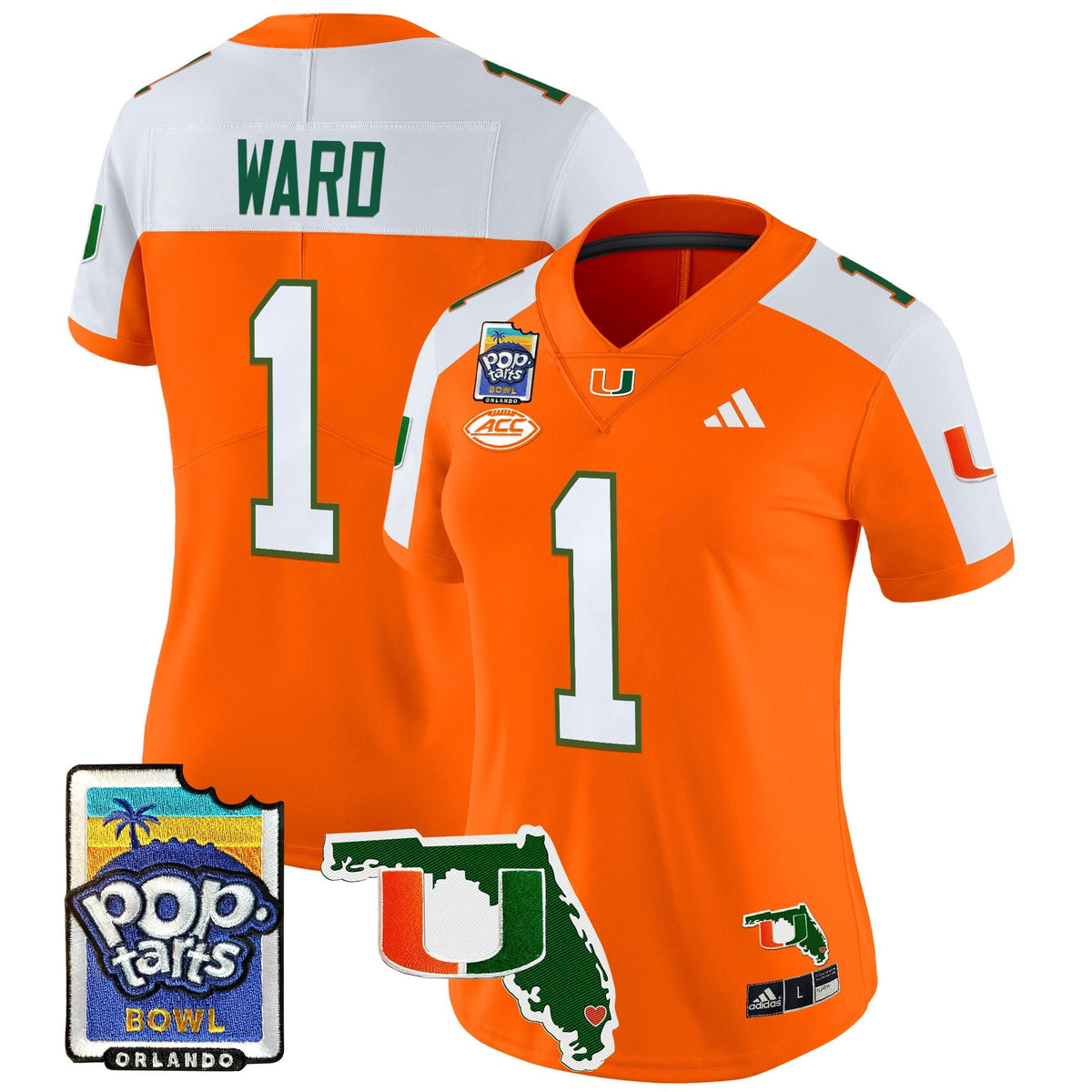 Women's Miami Hurricanes 2025 PopTarts Bowl Patch Vapor Limited Jersey - All Stitched - image 1