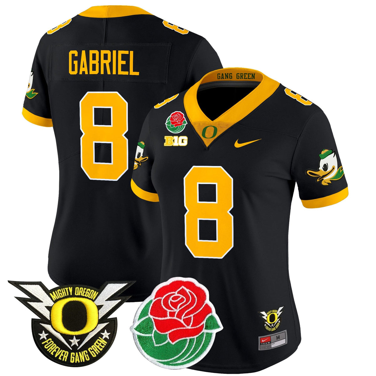 Women's Oregon Ducks 2025 Rose Bowl Game & BIG Patch Vapor Limited Jersey - All Stitched - image 1
