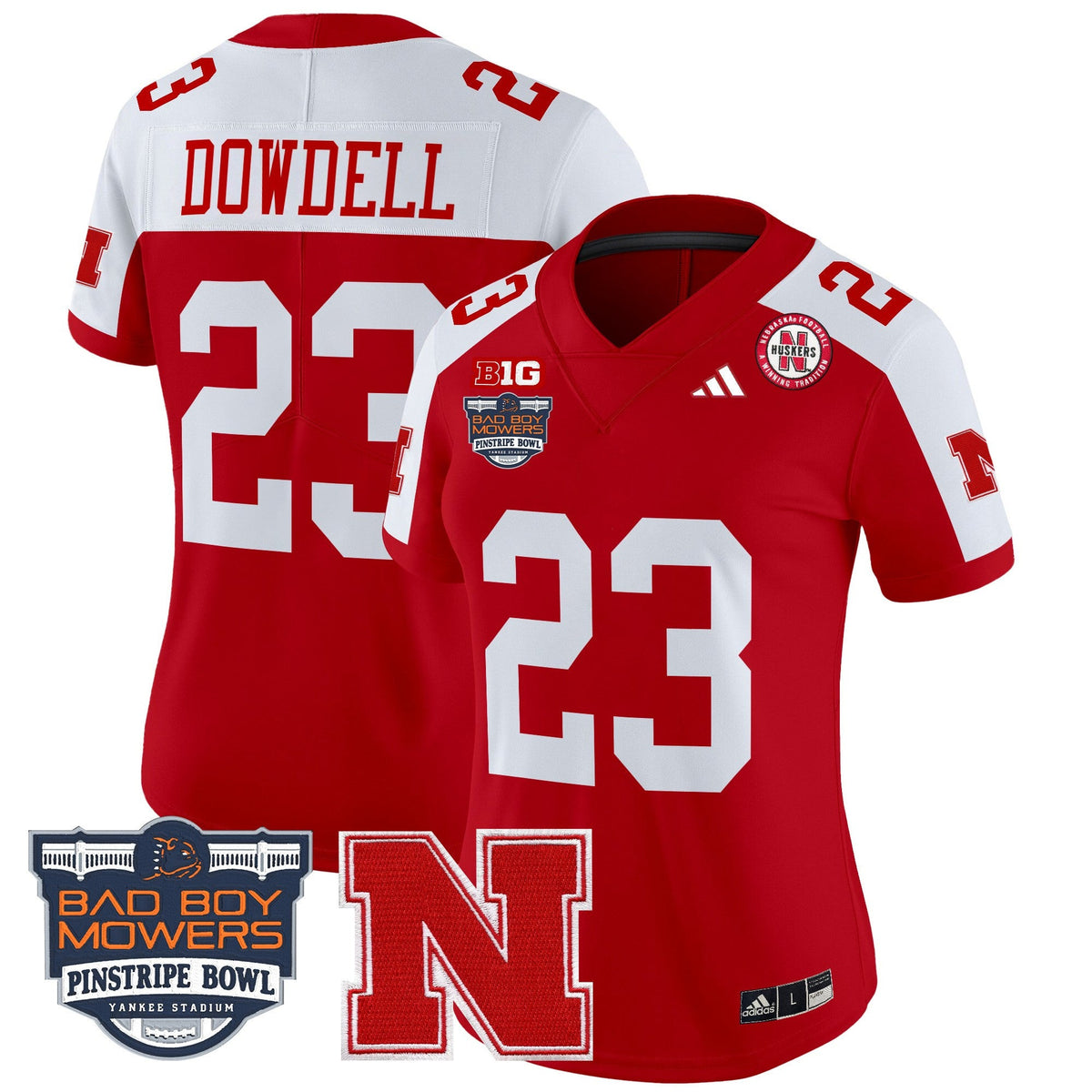 Women's Nebraska Cornhuskers 2025 Pinstripe Bowl Patch Vapor Limited Jersey - All Stitched - image 2