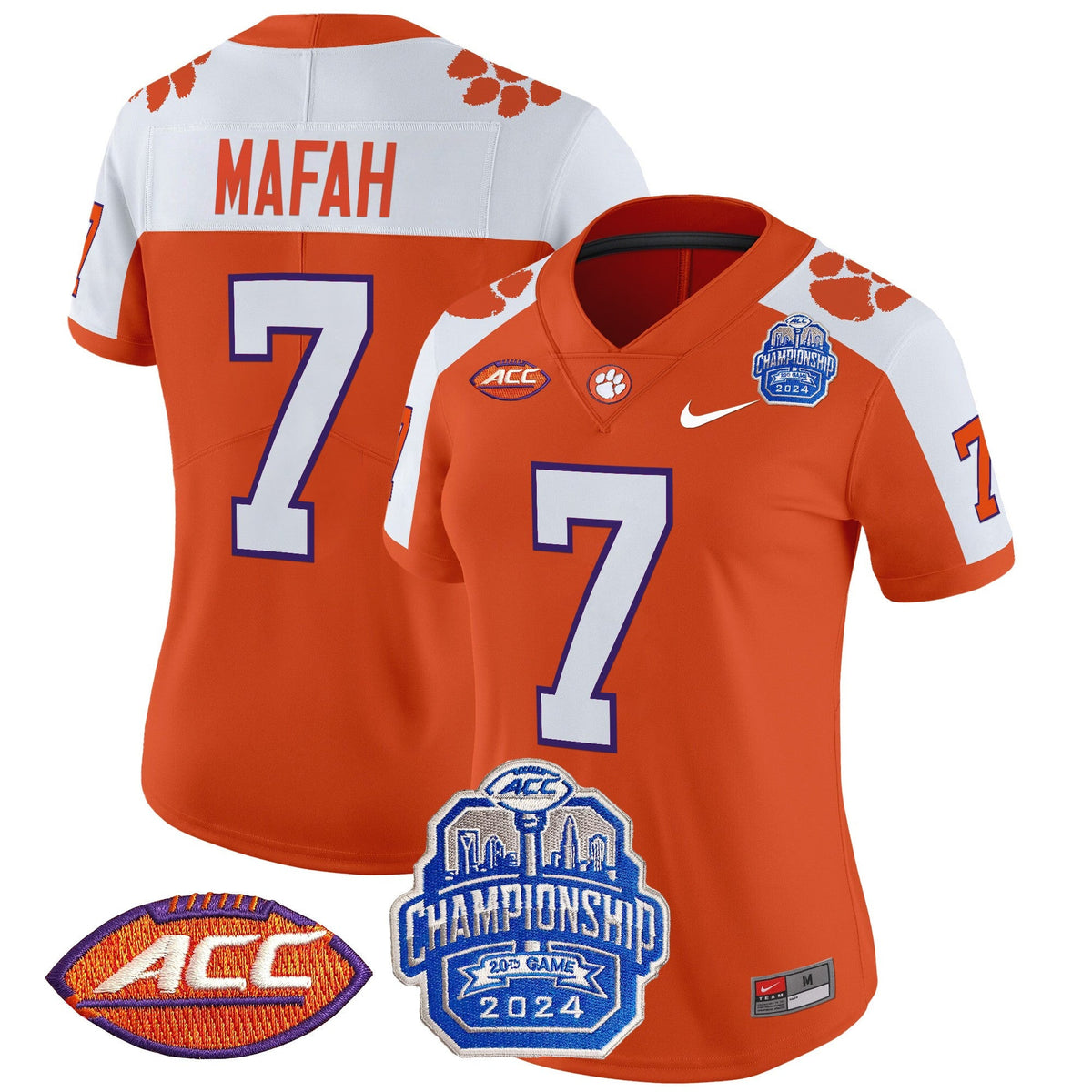 Women's Clemson Tigers 2024 ACC Championship Patch Vapor Limited Jersey - All Stitched - image 2