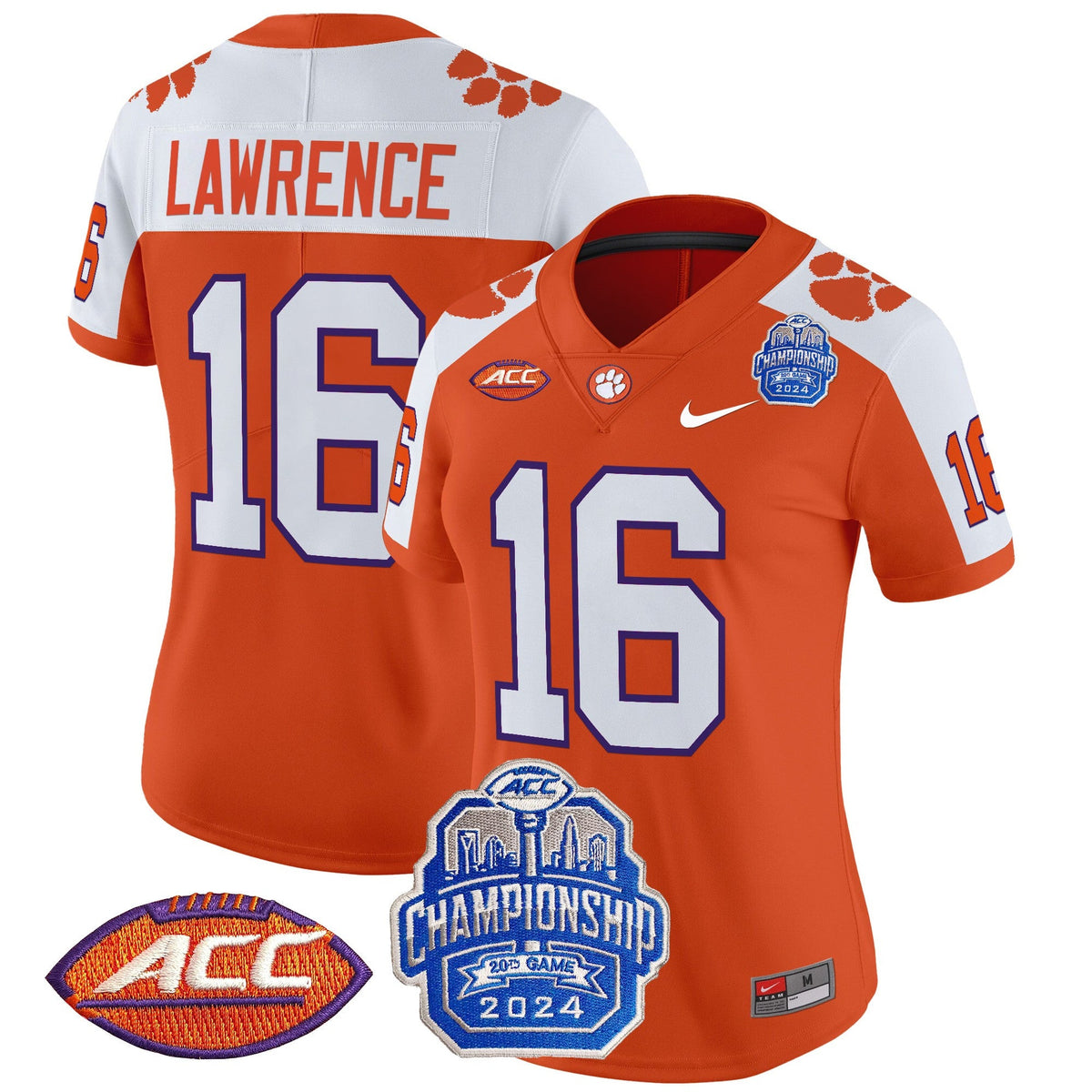 Women's Clemson Tigers 2024 ACC Championship Patch Vapor Limited Jersey - All Stitched - image 5