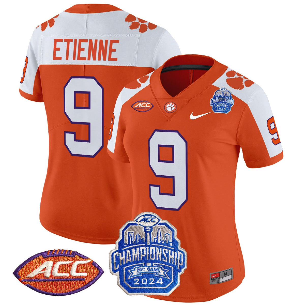 Women's Clemson Tigers 2024 ACC Championship Patch Vapor Limited Jersey - All Stitched - image 6