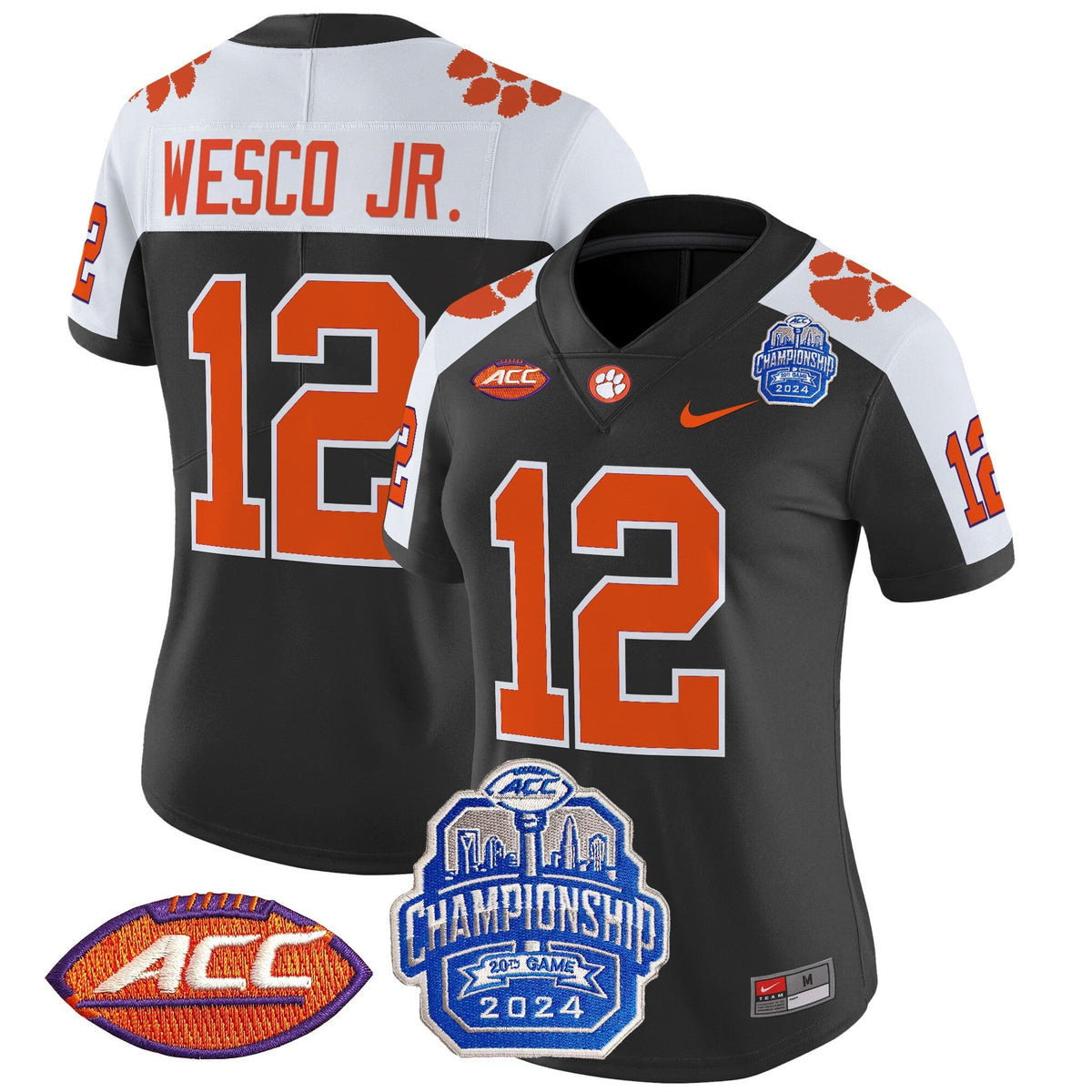 Women's Clemson Tigers 2024 ACC Championship Patch Vapor Limited Jersey - All Stitched - image 12