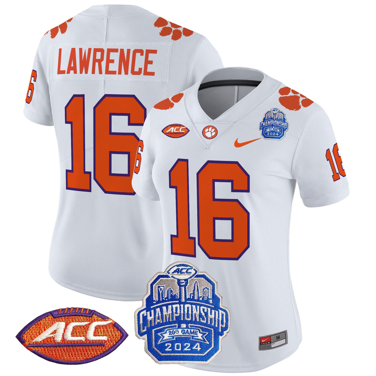 Women's Clemson Tigers 2024 ACC Championship Patch Vapor Limited Jersey - All Stitched - image 41