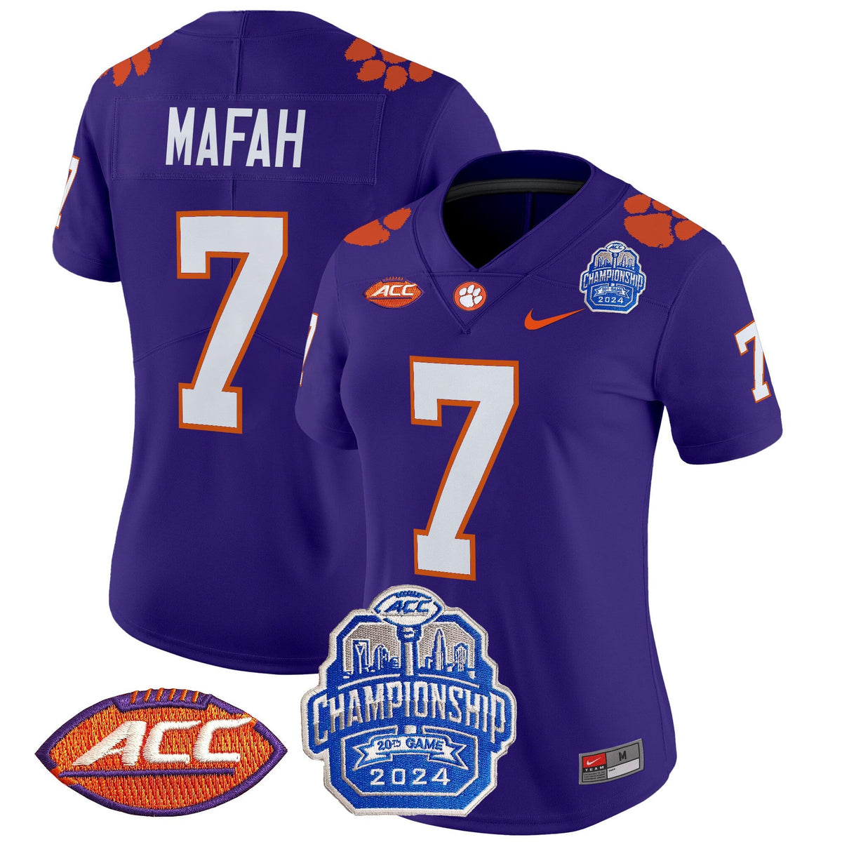 Women's Clemson Tigers 2024 ACC Championship Patch Vapor Limited Jersey - All Stitched - image 47
