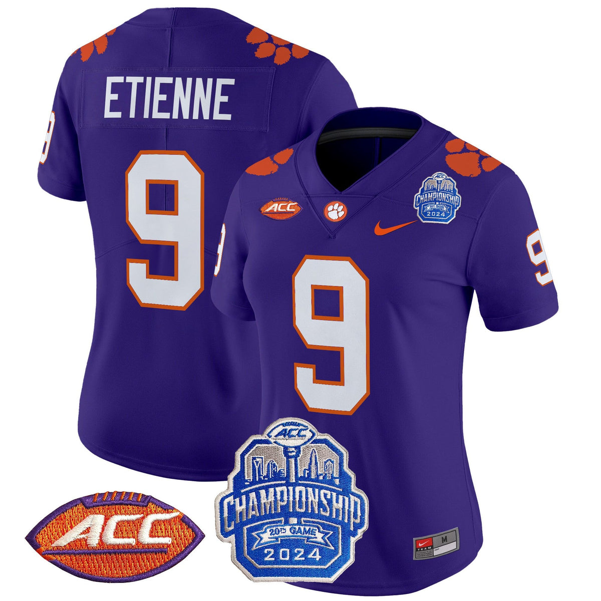 Women's Clemson Tigers 2024 ACC Championship Patch Vapor Limited Jersey - All Stitched - image 51