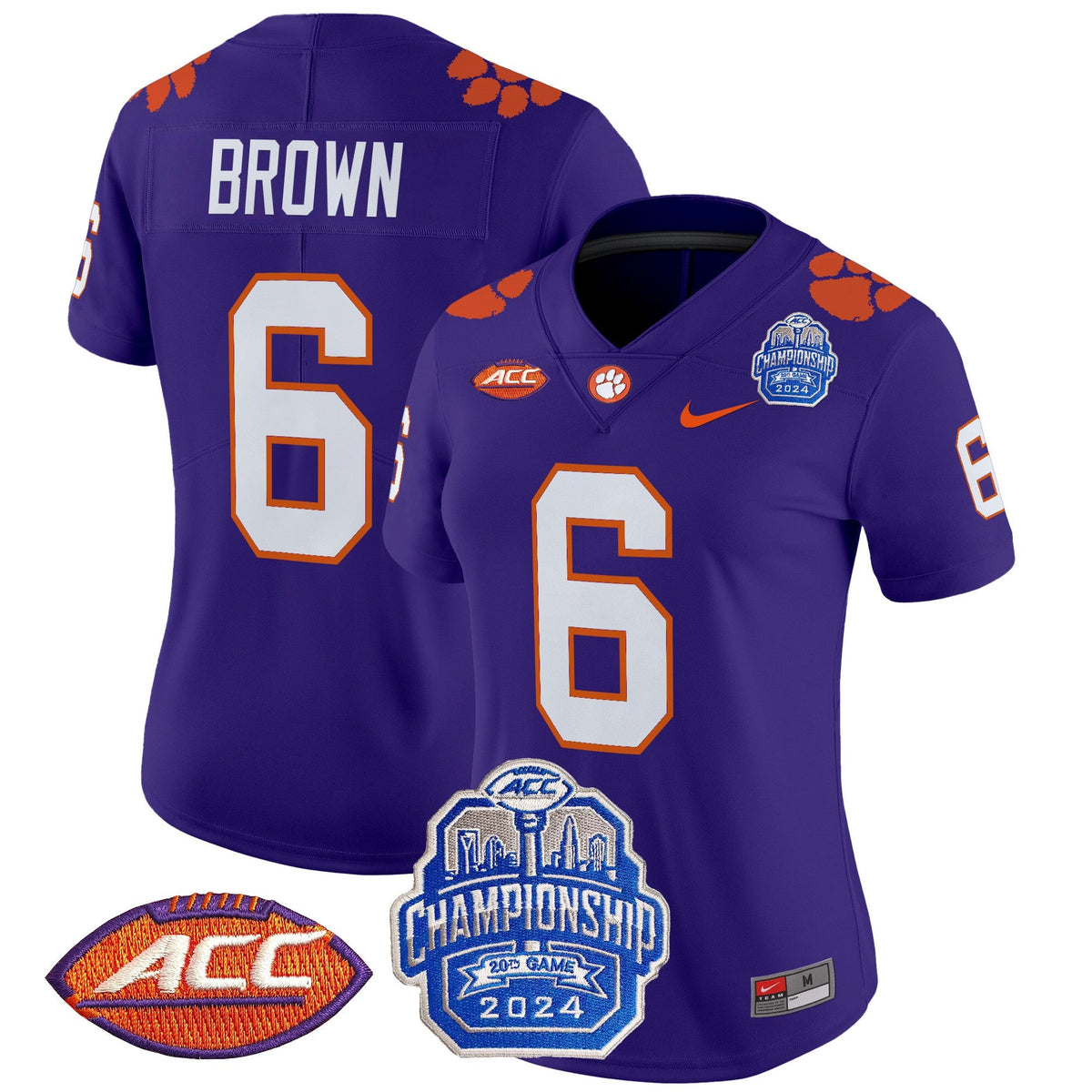 Women's Clemson Tigers 2024 ACC Championship Patch Vapor Limited Jersey - All Stitched - image 52