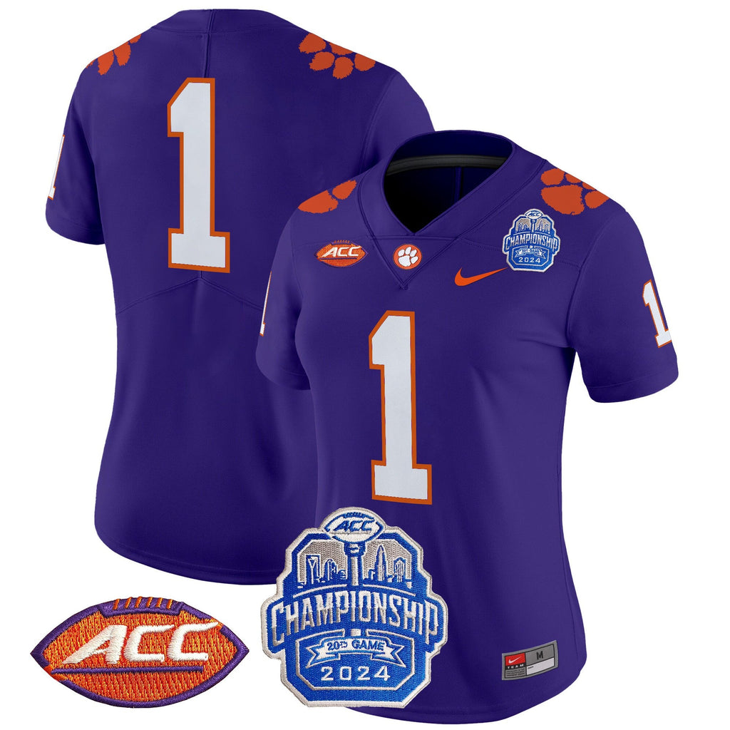 Women's Clemson Tigers 2024 ACC Championship Patch Vapor Limited Jersey - All Stitched - image 54