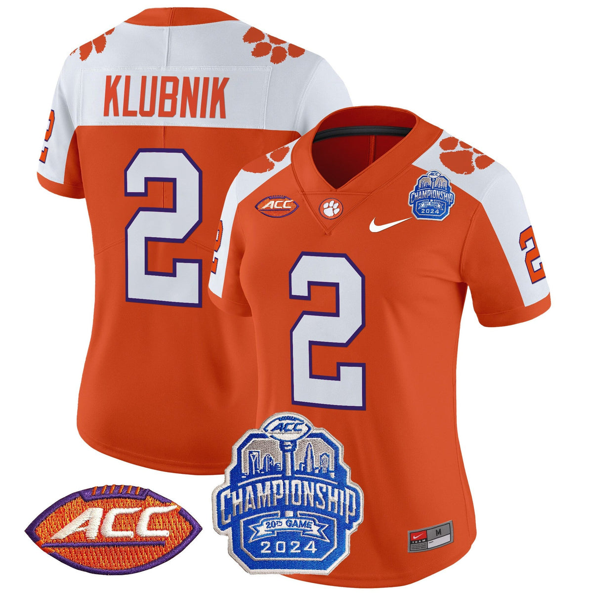 Women's Clemson Tigers 2024 ACC Championship Patch Vapor Limited Jersey - All Stitched - image 1