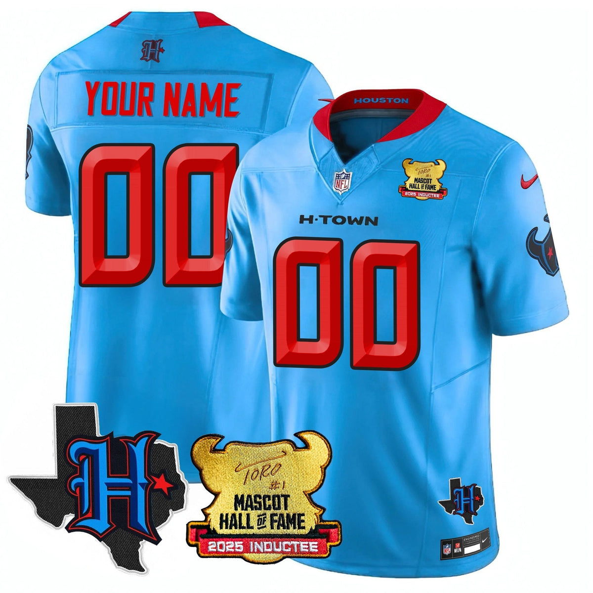 Houston Texans 2025 Mascot Hall Of Fame Custom Jersey - All Stitched - image 1