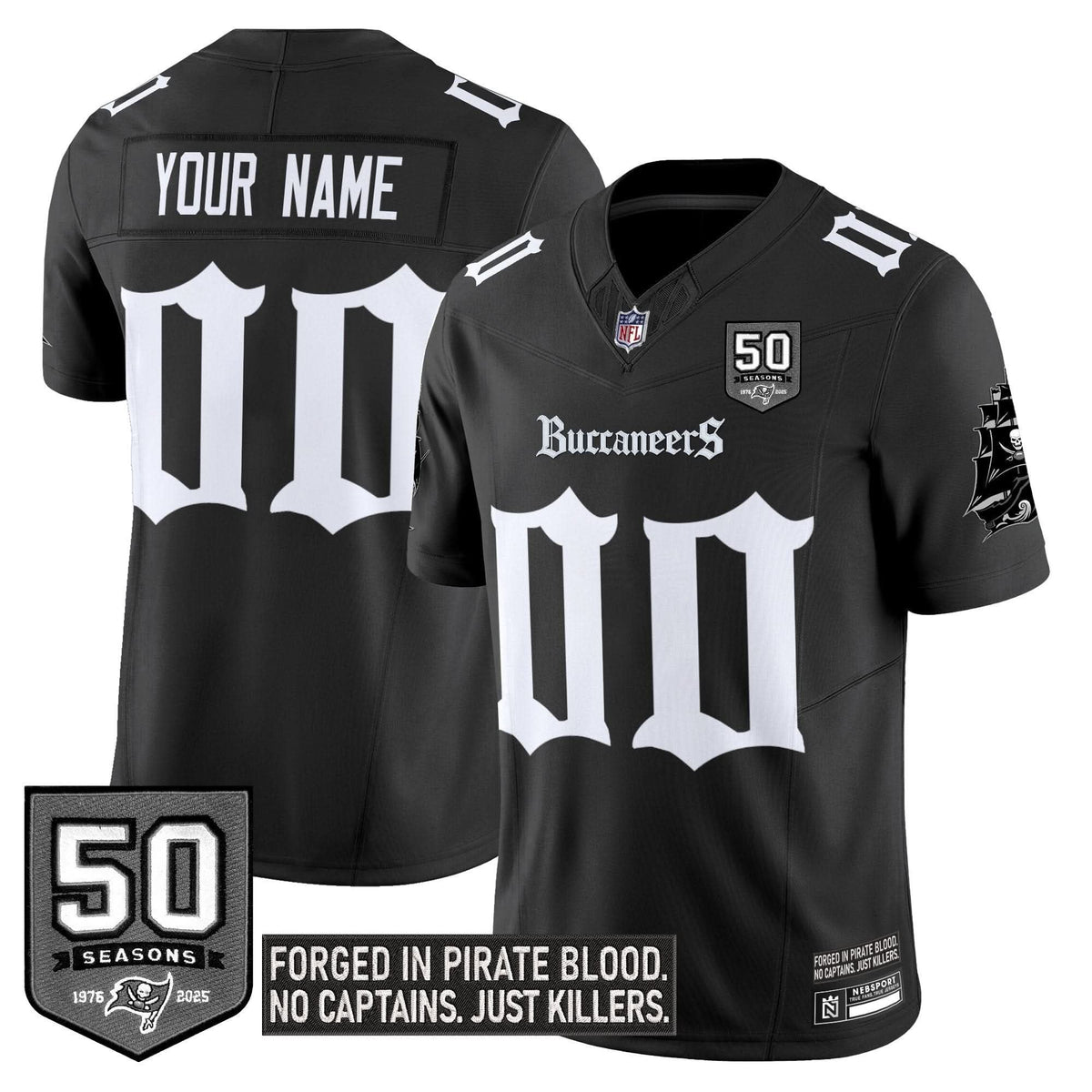 Tampa Bay Buccaneers 'Gothic Pirate Shadows Edition' Limited Custom Jersey - All Stitched - image 1