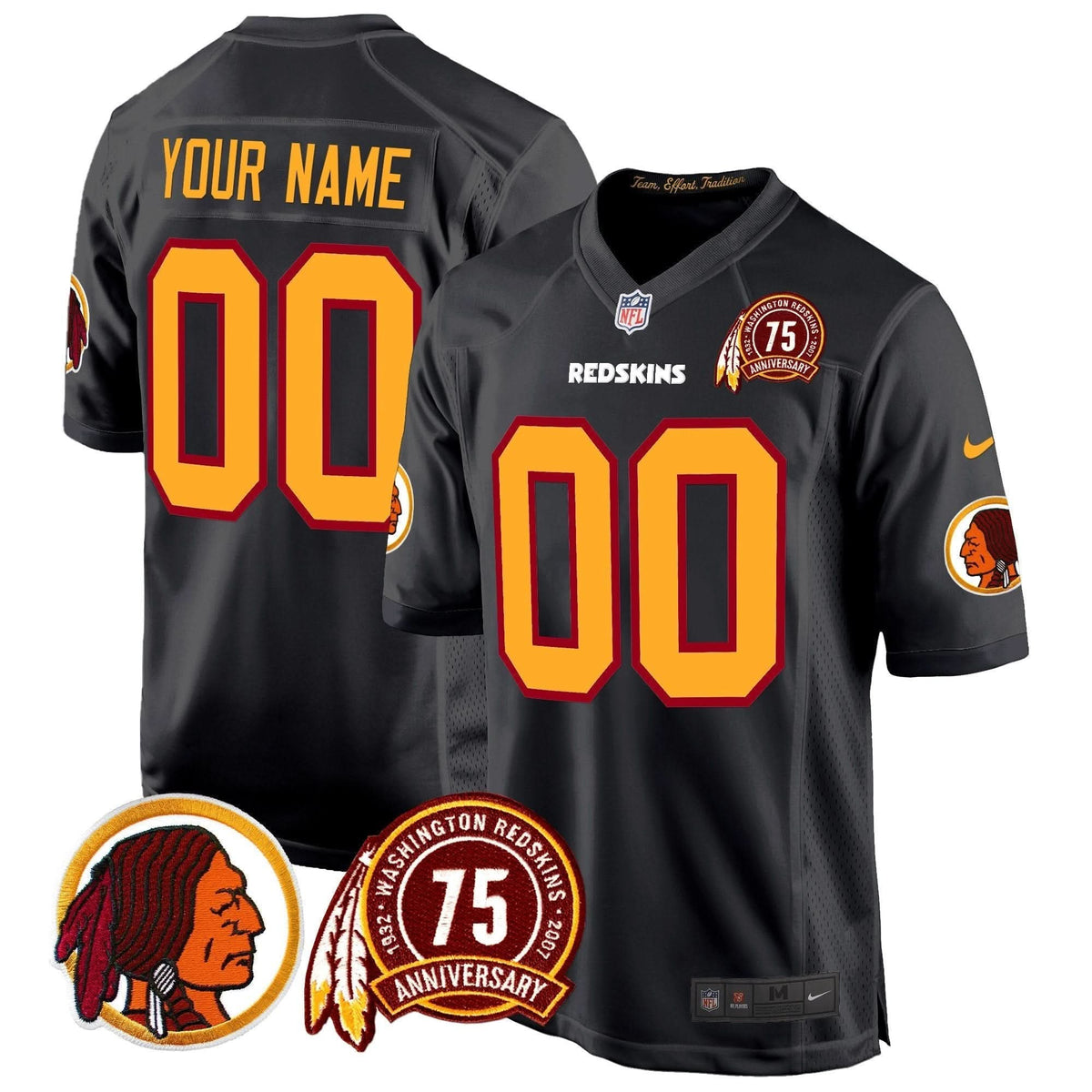 Washington Redskins 75th Patch Throwback Game Custom Jersey - All Stitched - image 3