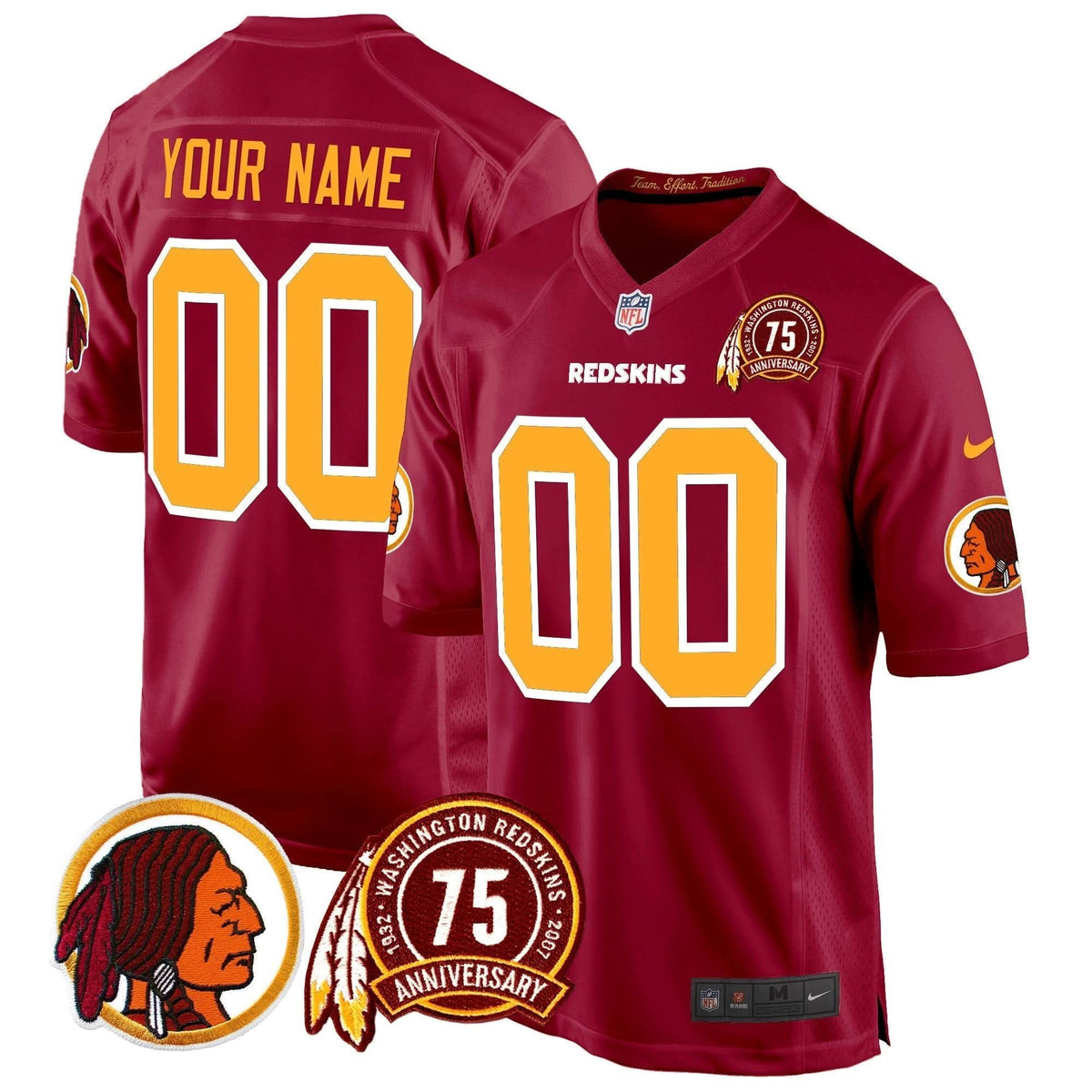 Washington Redskins 75th Patch Throwback Game Custom Jersey - All Stitched - image 4
