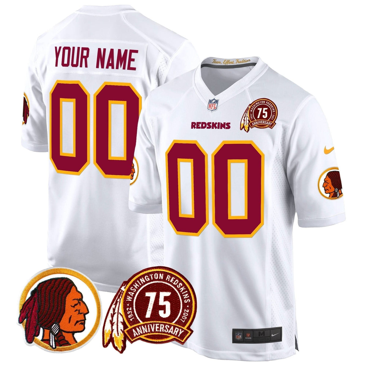 Washington Redskins 75th Patch Throwback Game Custom Jersey - All Stitched - image 5