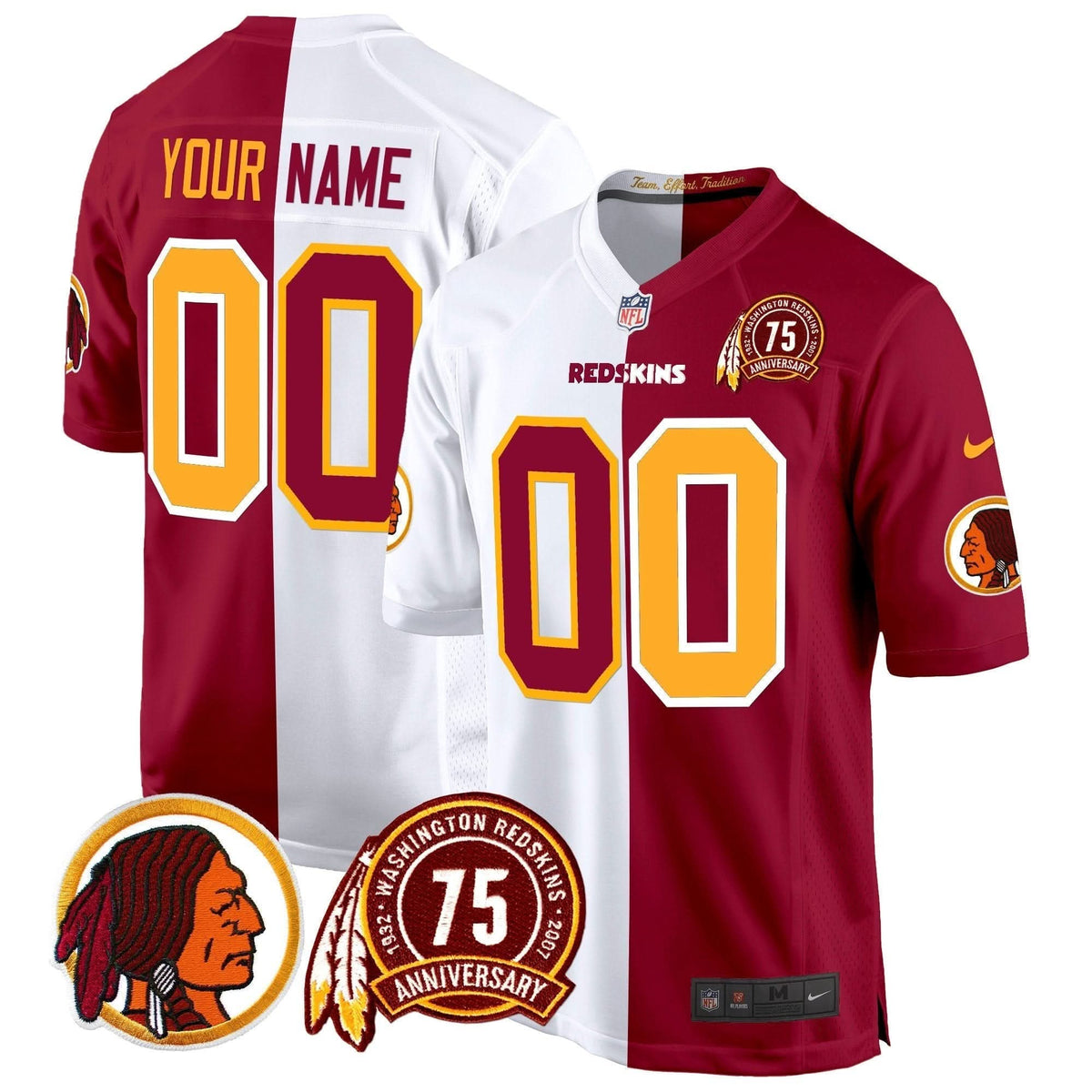 Washington Redskins 75th Patch Throwback Game Custom Jersey - All Stitched - image 6