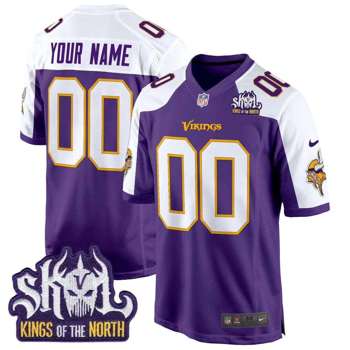 Minnesota Vikings King Of The North Patch Throwback Game Custom Jersey - All Stitched - image 1