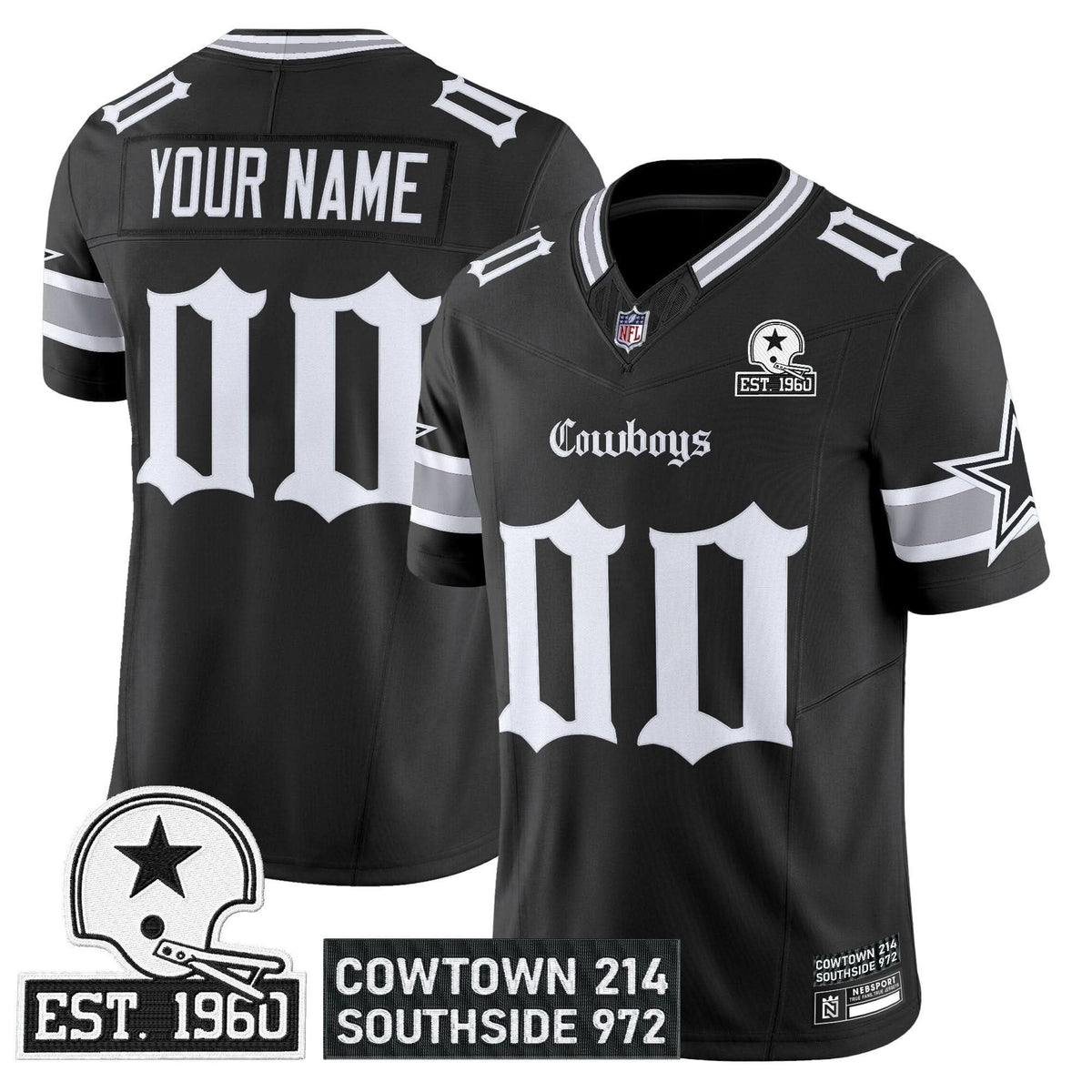 Dallas Cowboys 'Gothic Lone Star Edition' Vapor Limited Custom Jersey - All Stitched - image 1