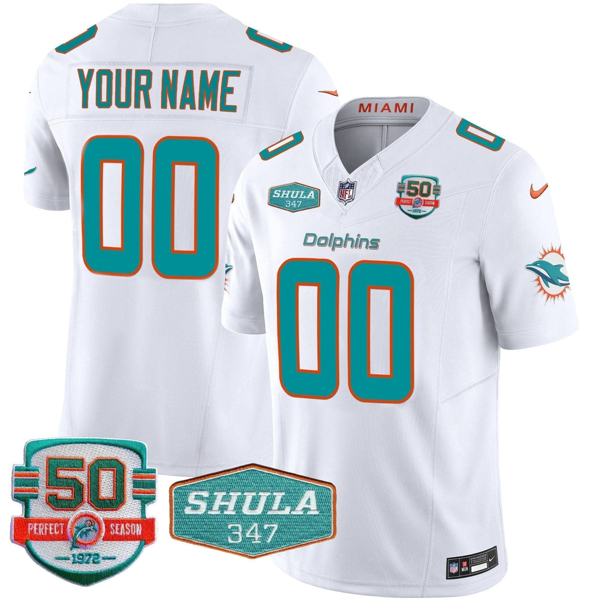 Dolphins Shula 347 Patch Vapor Limited Custom Jersey V2 - All Stitched - image 4