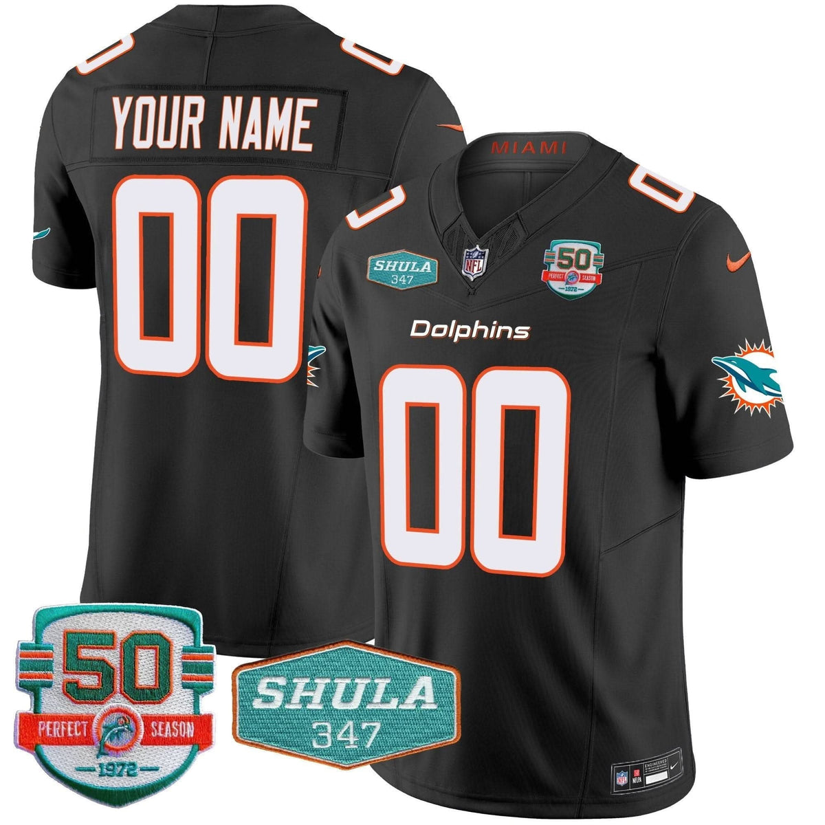 Dolphins Shula 347 Patch Vapor Limited Custom Jersey V2 - All Stitched - image 5