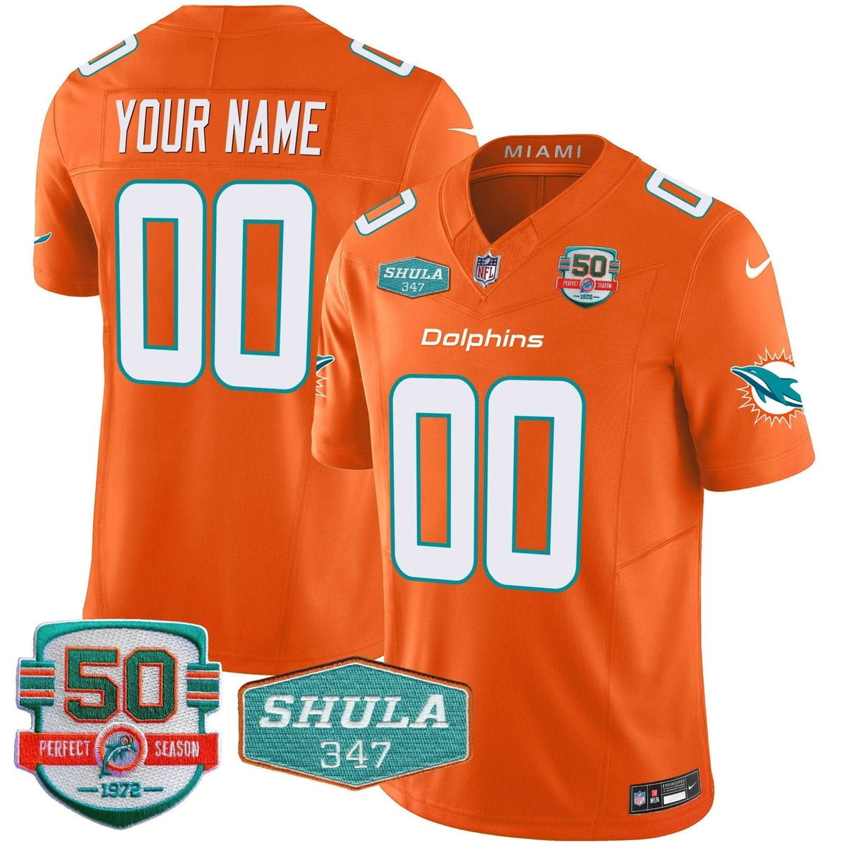 Dolphins Shula 347 Patch Vapor Limited Custom Jersey V2 - All Stitched - image 6