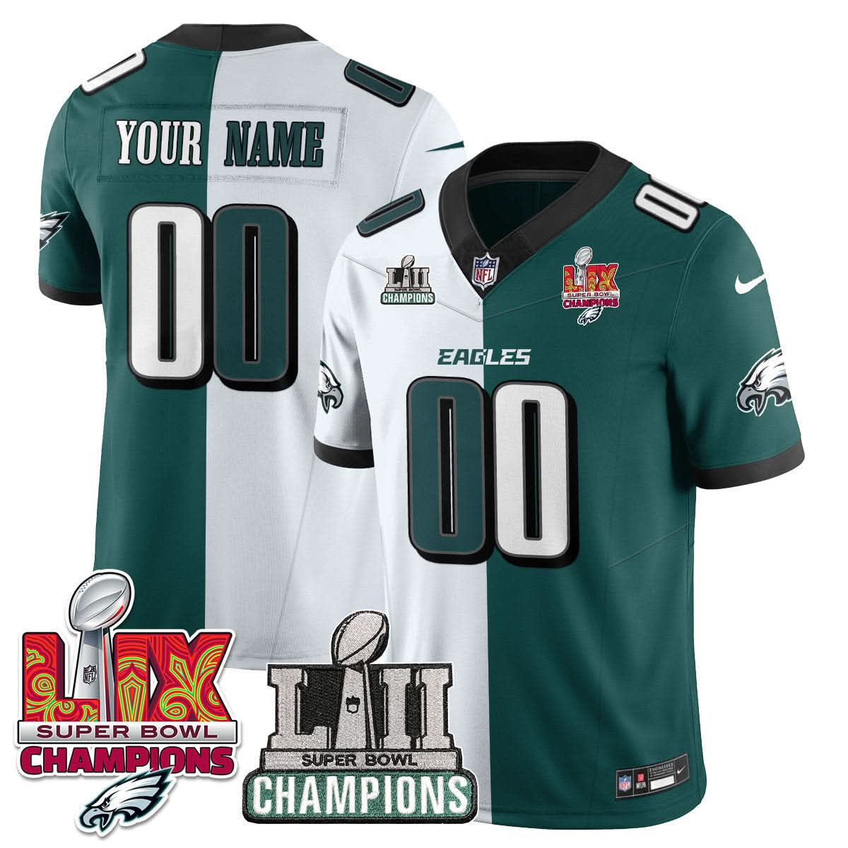 Custom Name/Gender Philadelphia Eagles LII-LIX Super Bowl Champions Vapor Limited Jersey - All Stitched - image 6