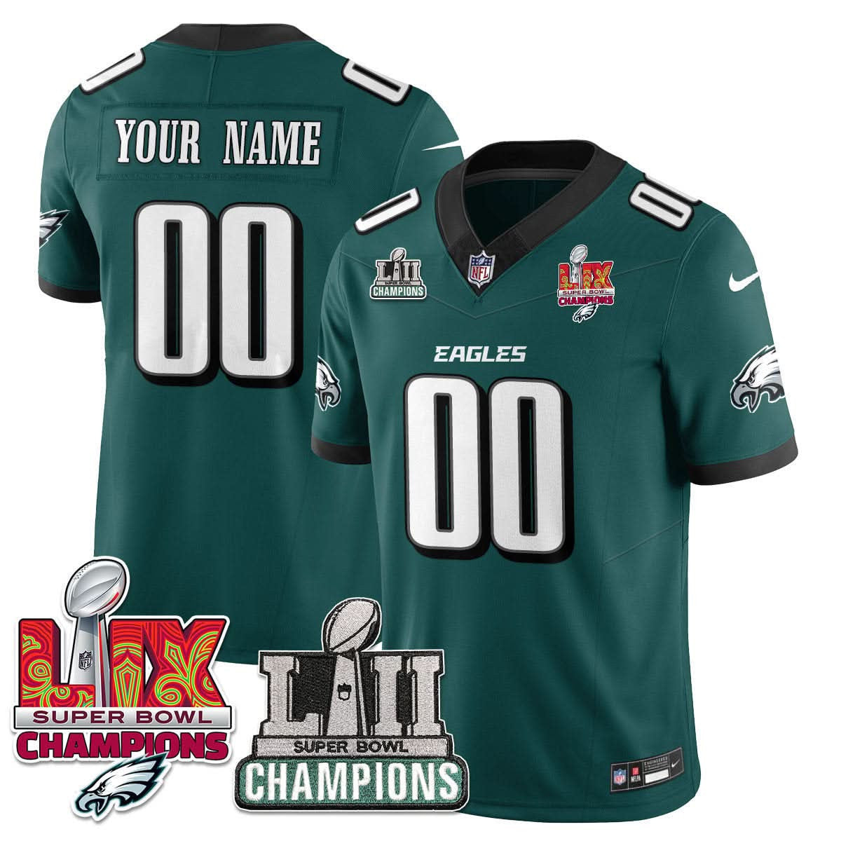 Custom Name/Gender Philadelphia Eagles LII-LIX Super Bowl Champions Vapor Limited Jersey - All Stitched - image 1