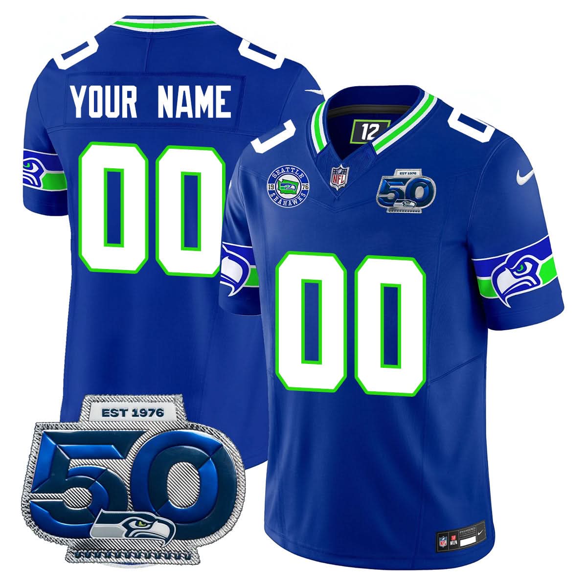 Seattle Seahawks 50th Season Vapor Limited Custom Jersey - All Stitched - image 3