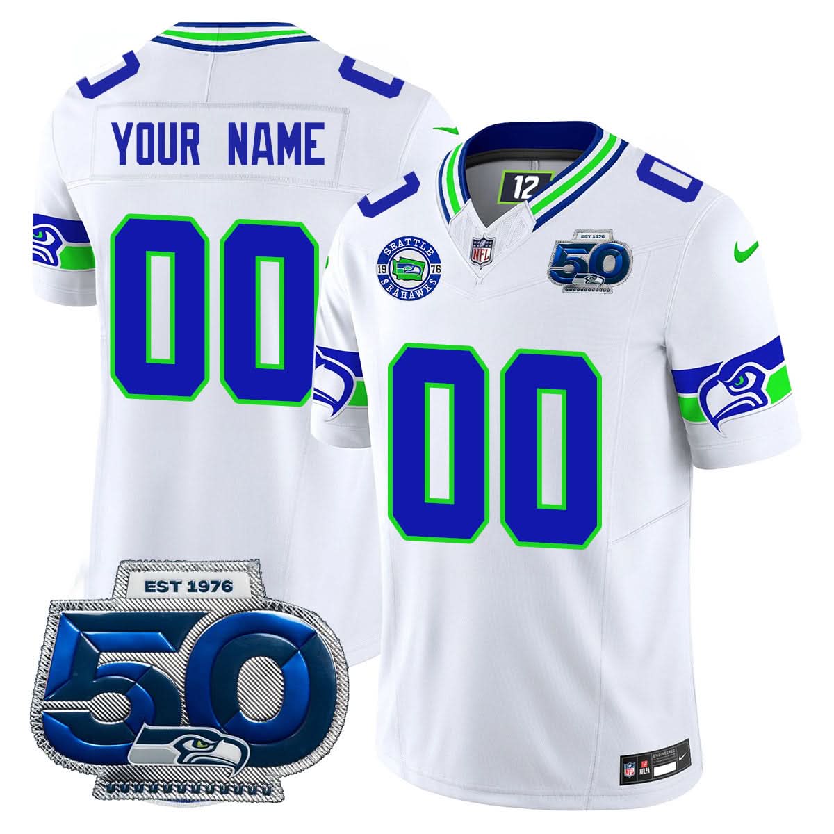 Seattle Seahawks 50th Season Vapor Limited Custom Jersey - All Stitched - image 4