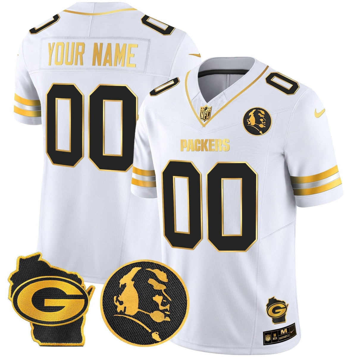 Packers John Madden & Home Patch Gold Vapor Limited Custom Jersey - All Stitched - image 2