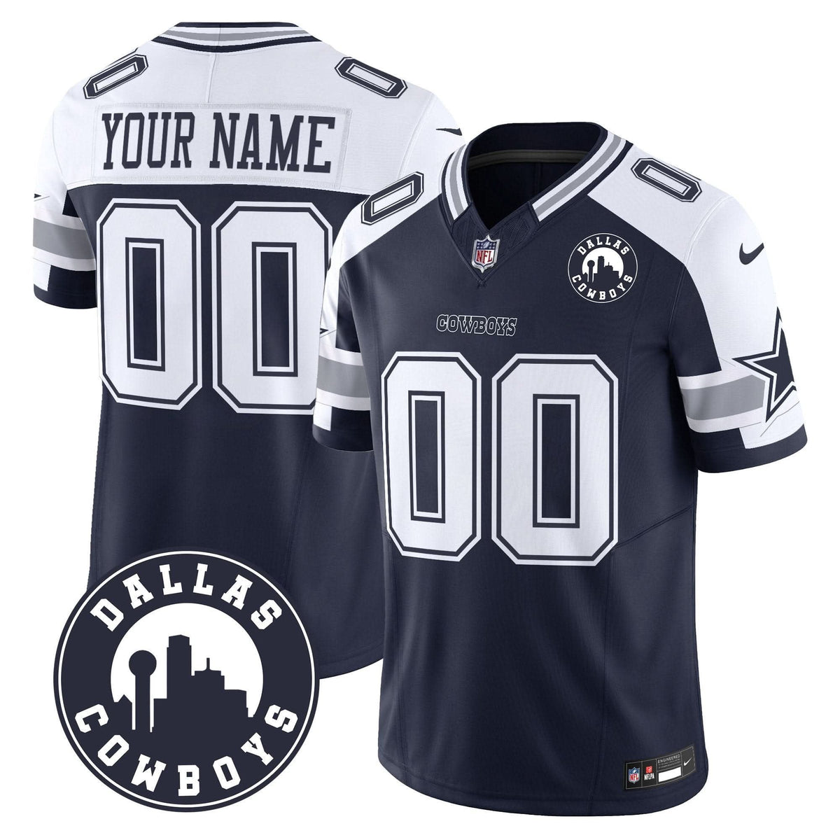 Cowboys "Dallas City" Patch Vapor Limited Custom Jersey - All Stitched - image 4