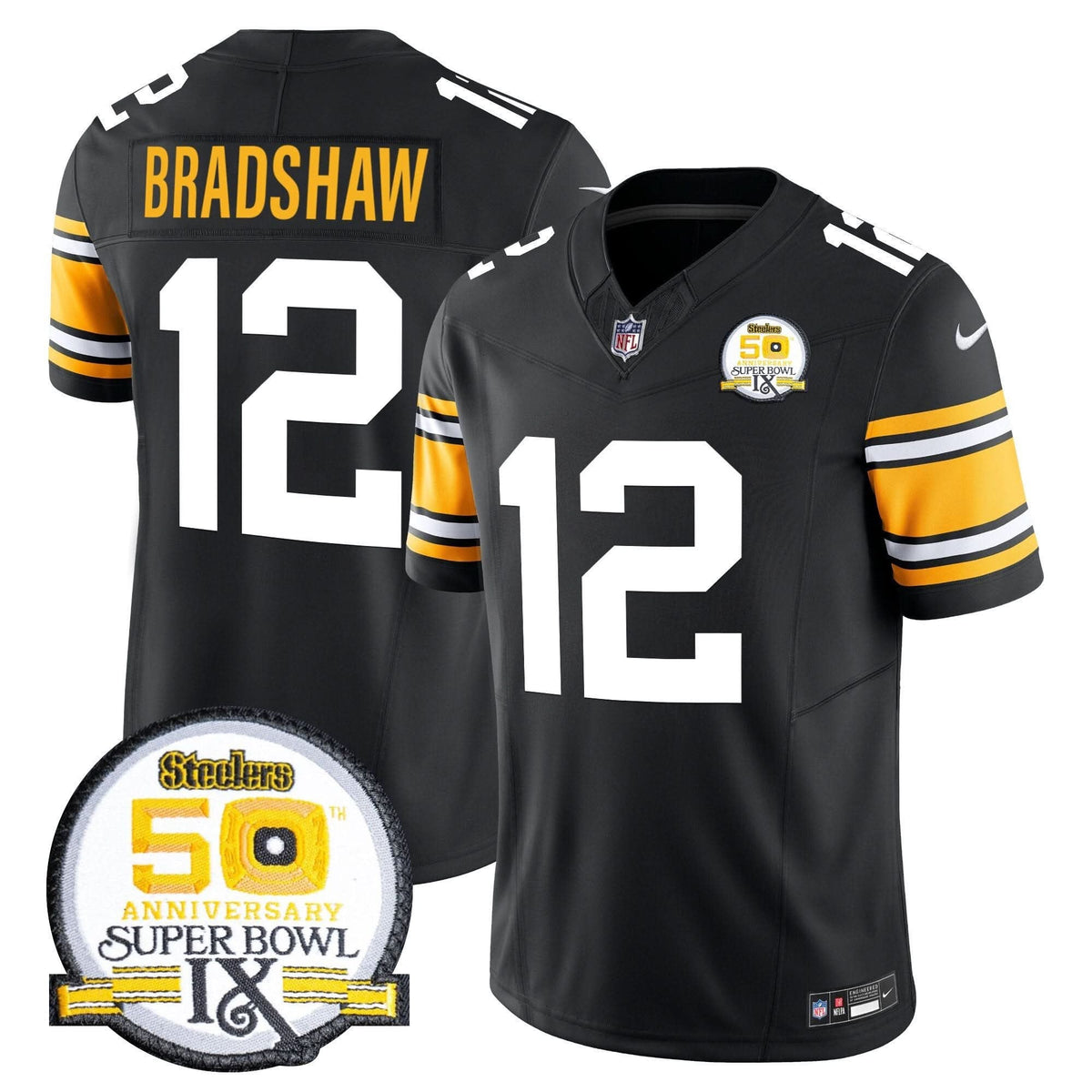 Steelers 50th Anniversary Of Super Bowl IX Patch Vapor Limited Jersey - All Stitched - image 7