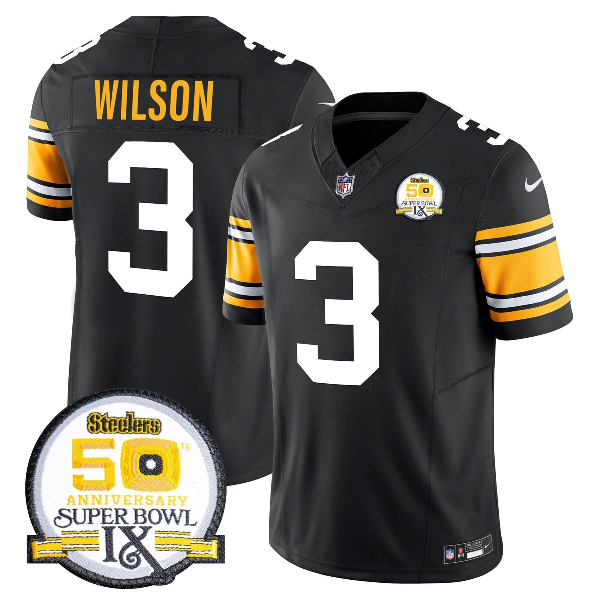 Steelers 50th Anniversary Of Super Bowl IX Patch Vapor Limited Jersey - All Stitched - image 10