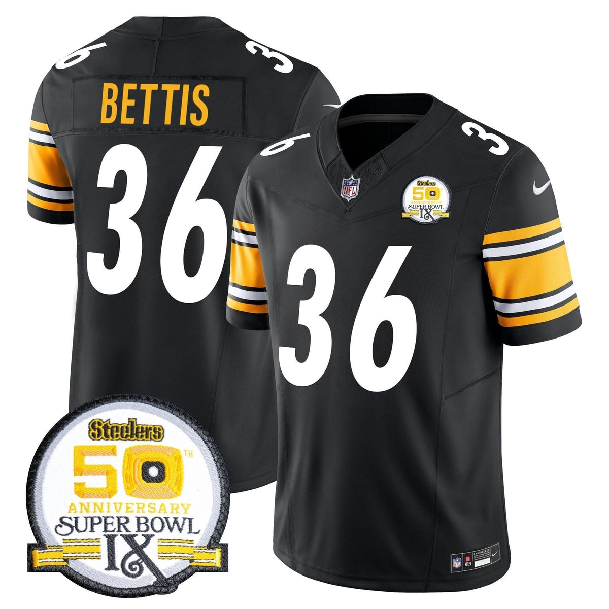 Steelers 50th Anniversary Of Super Bowl IX Patch Vapor Limited Jersey - All Stitched - image 29