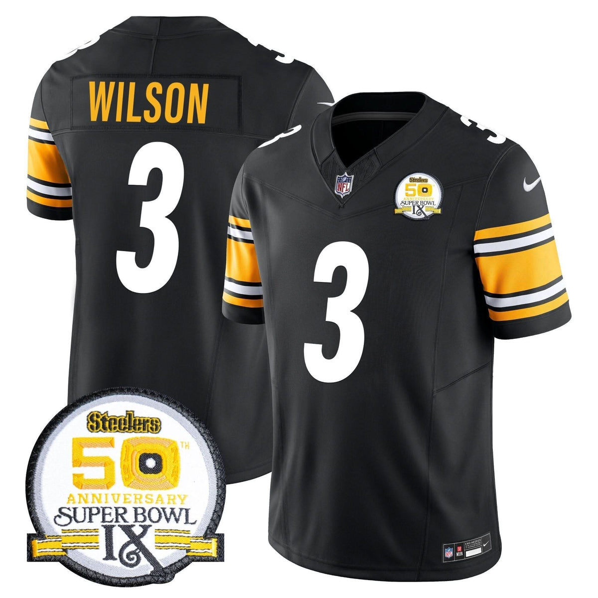 Steelers 50th Anniversary Of Super Bowl IX Patch Vapor Limited Jersey - All Stitched - image 30
