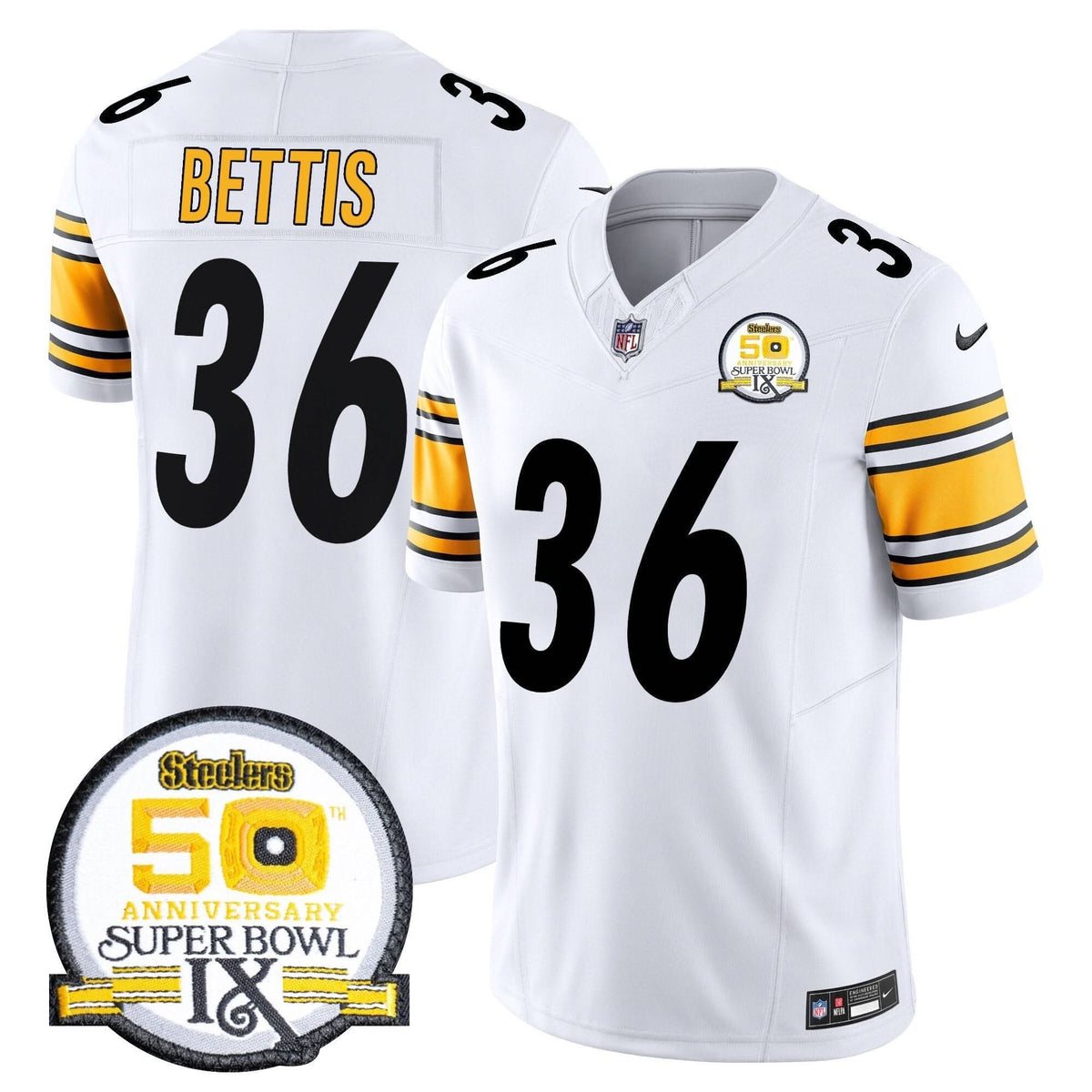 Steelers 50th Anniversary Of Super Bowl IX Patch Vapor Limited Jersey - All Stitched - image 39