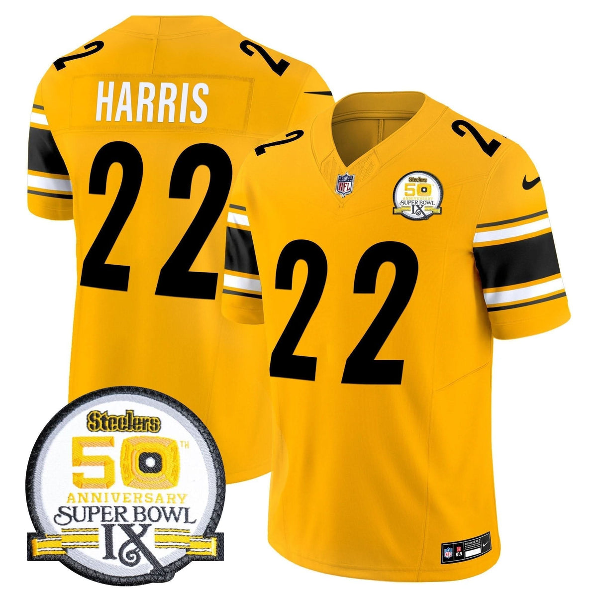 Steelers 50th Anniversary Of Super Bowl IX Patch Vapor Limited Jersey - All Stitched - image 45
