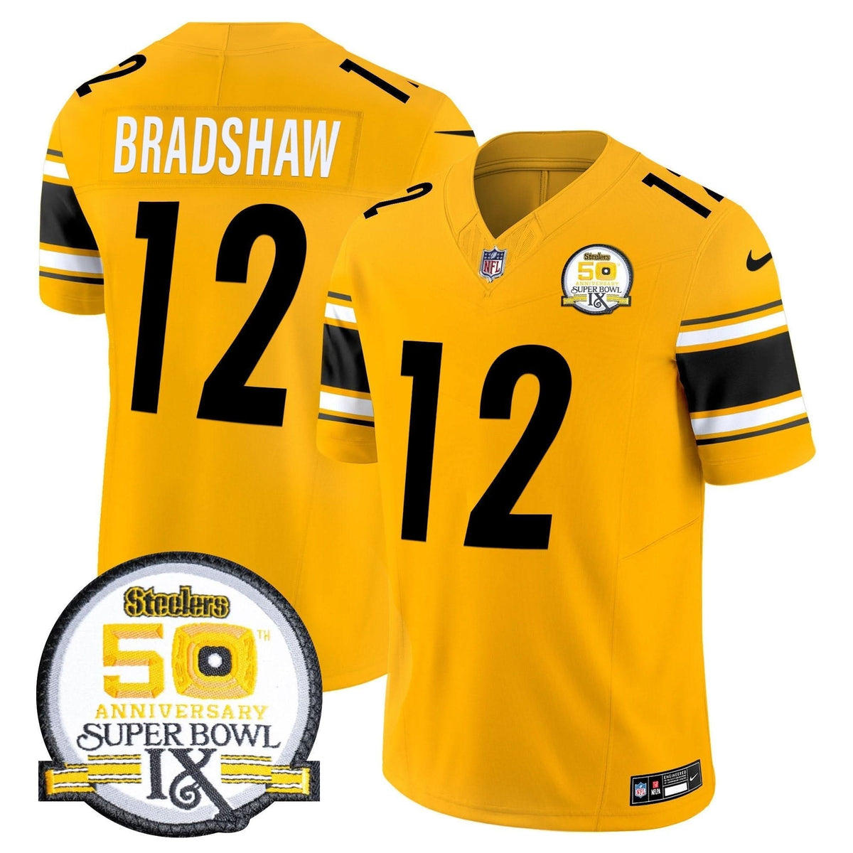 Steelers 50th Anniversary Of Super Bowl IX Patch Vapor Limited Jersey - All Stitched - image 47