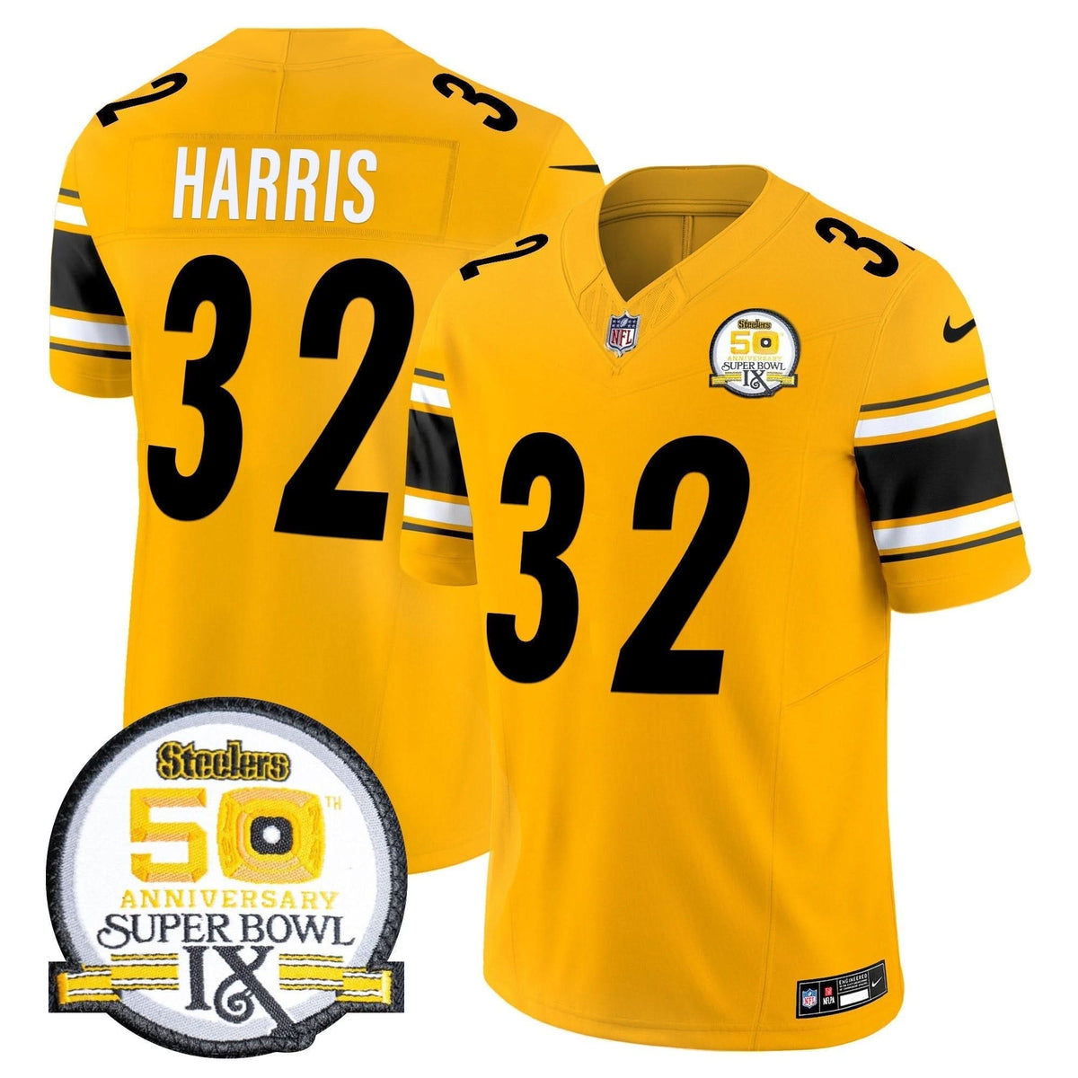 Steelers 50th Anniversary Of Super Bowl IX Patch Vapor Limited Jersey - All Stitched - image 48